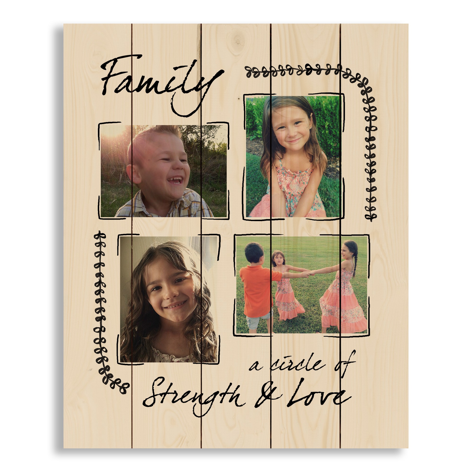 Family Strength and Love Collage 18x22 Personalized Pallet Wood Art