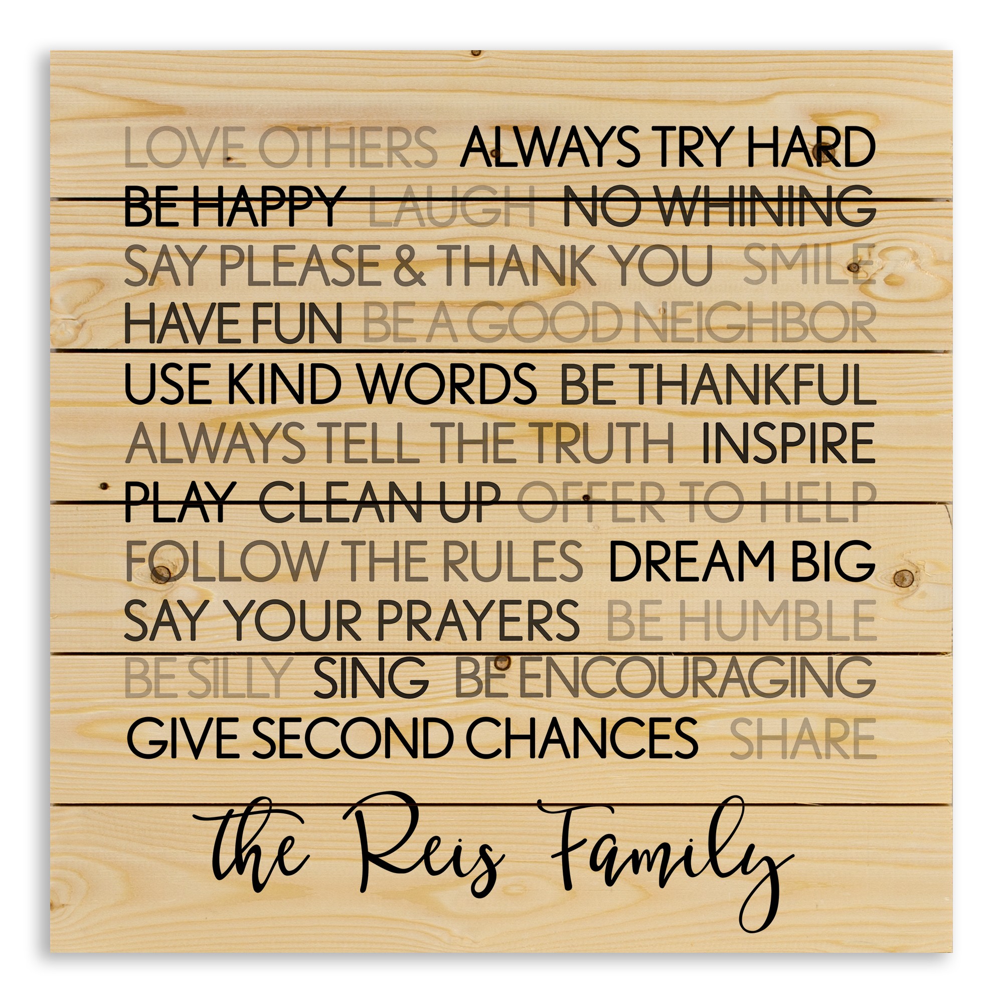 Family Rules 21x21 Personalized Pallet Wood Art