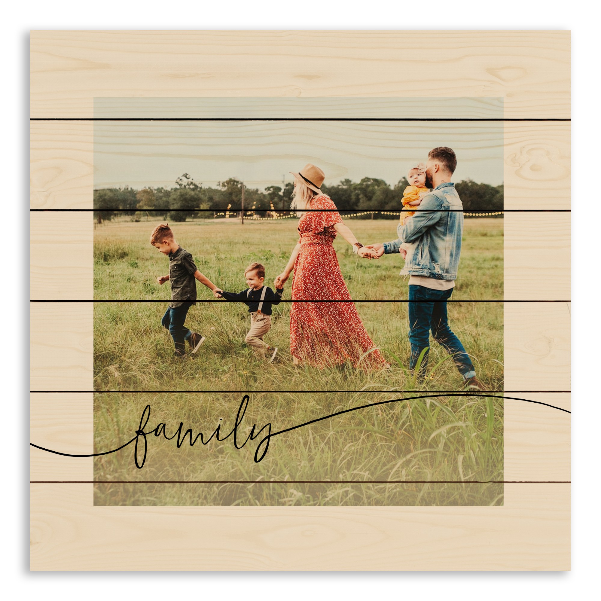Script Family Photo 21x21 Personalized Pallet Wood Art