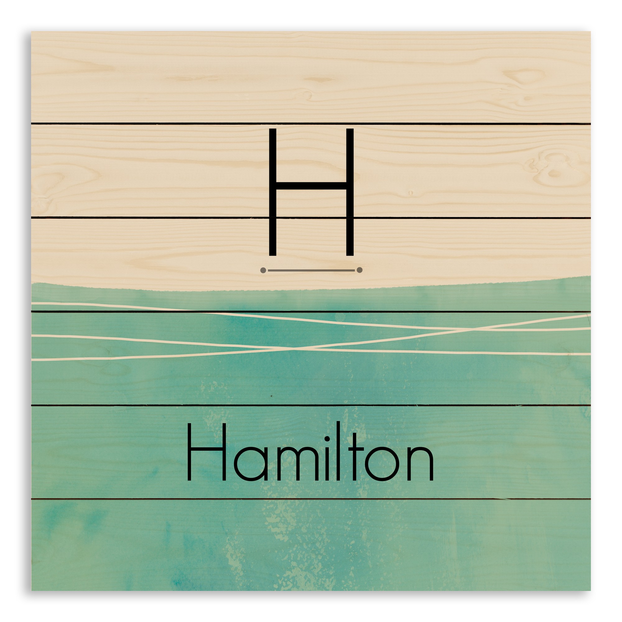 Teal Watercolor Monogram 21x21 Personalized Pallet Wood Art