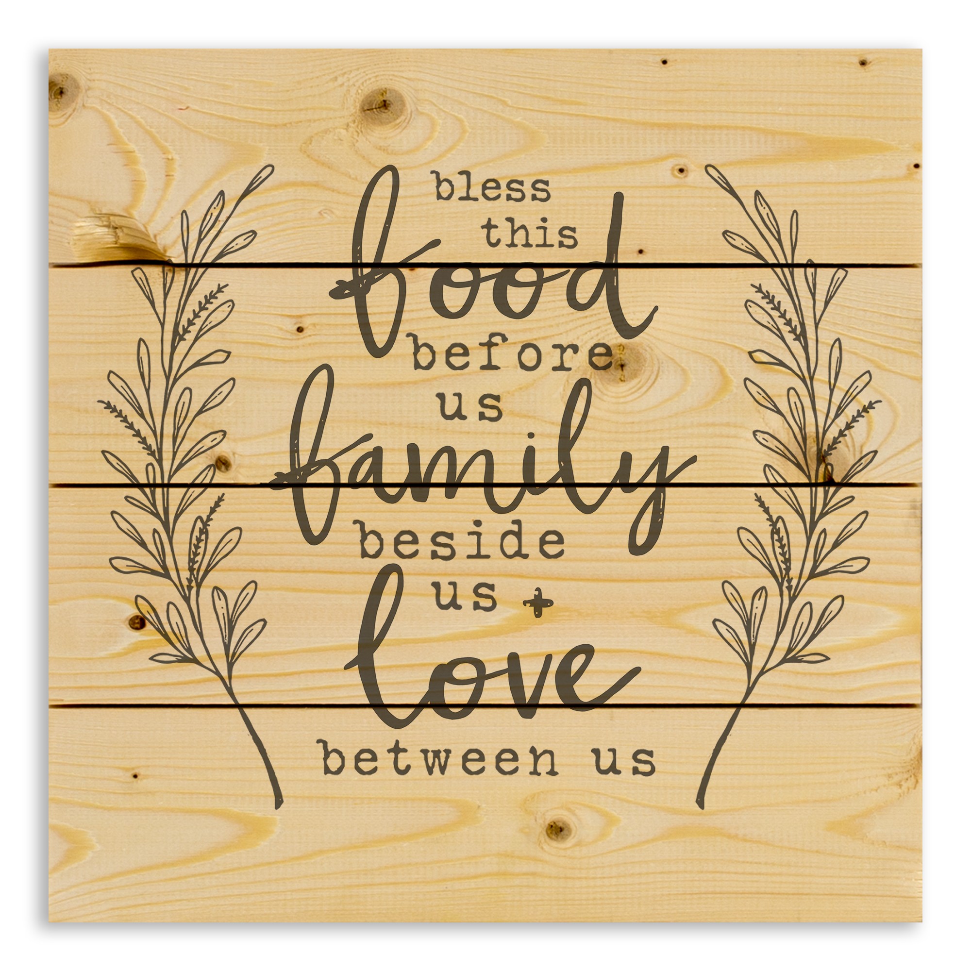 Bless this Food, Family and Love 14x14 Pallet Wood Art