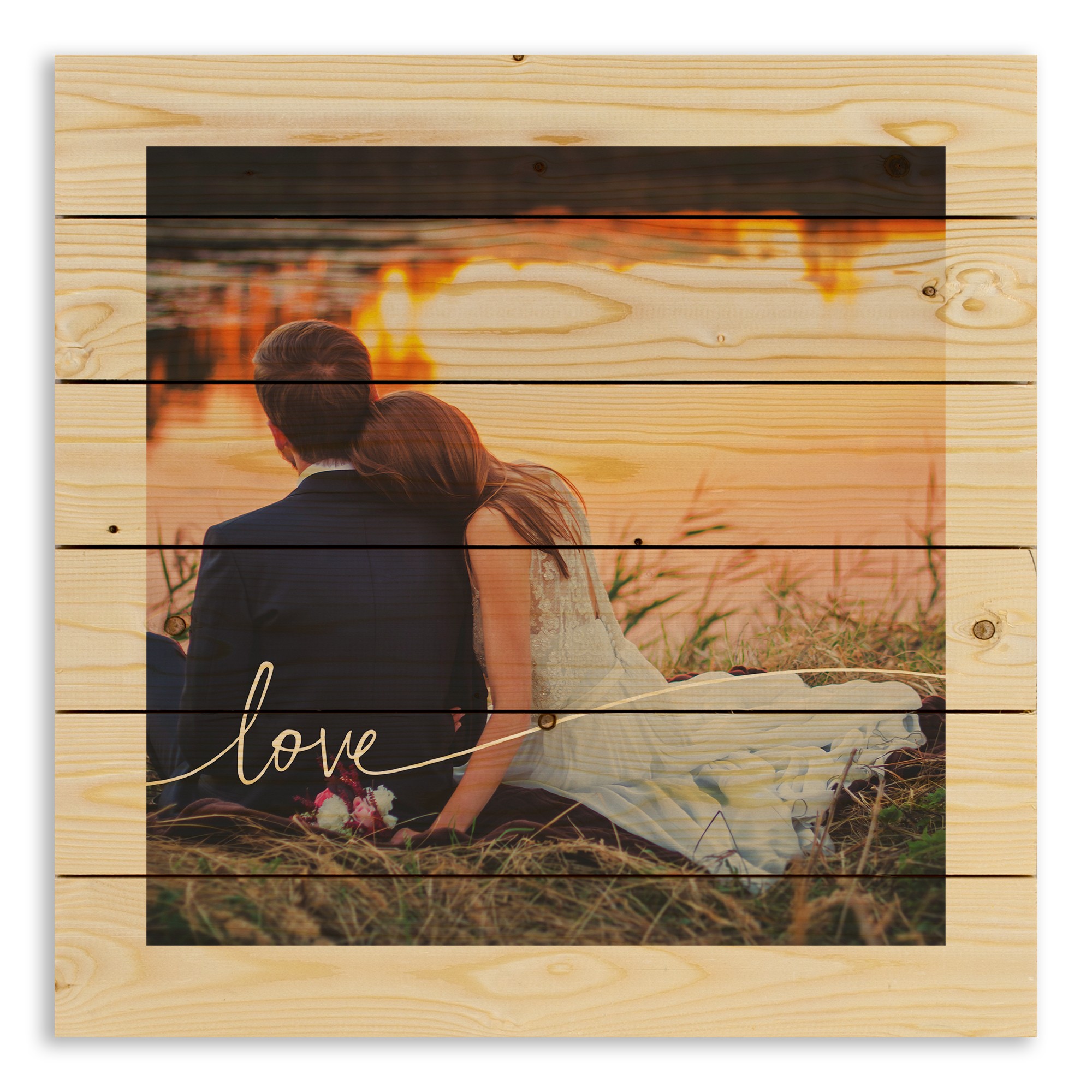 Script Love Photo 21x21 Personalized Pallet Wood Art
