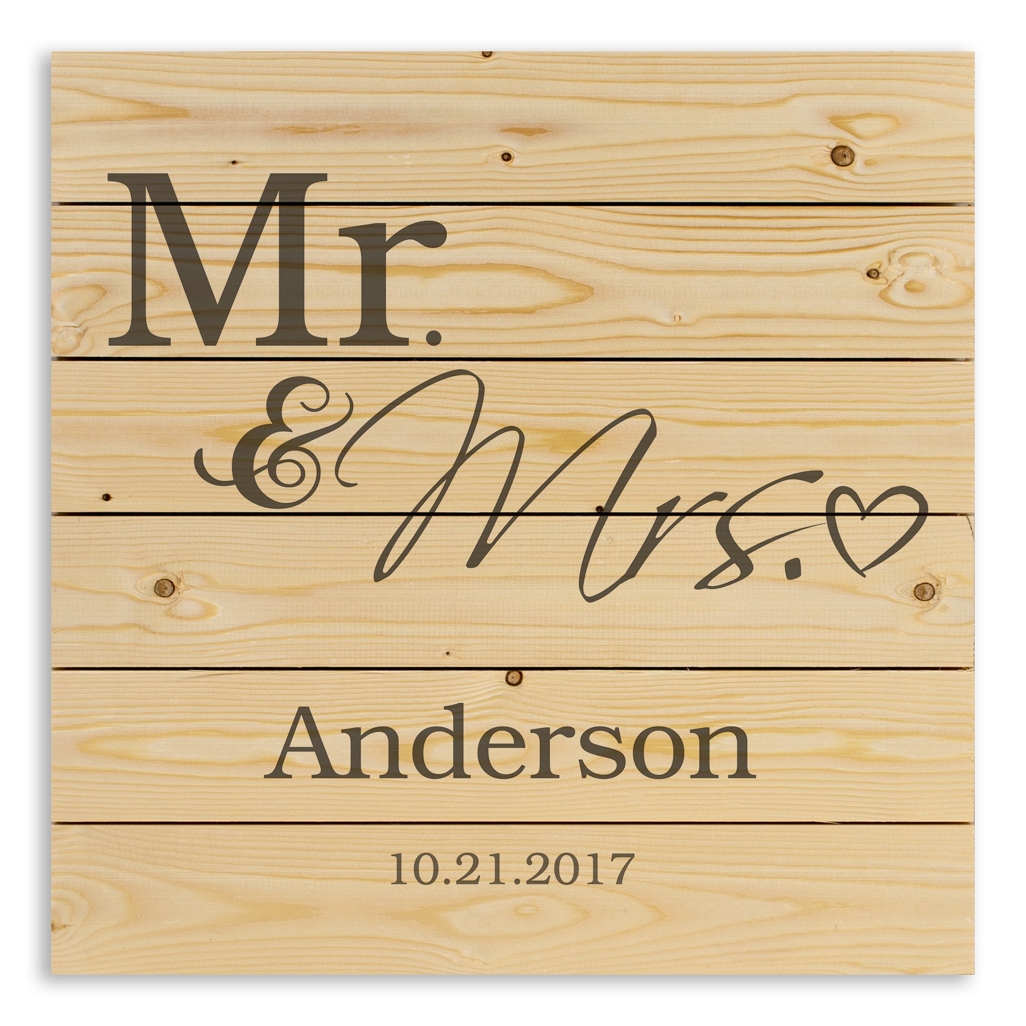Mr. & Mrs. 21x21 Personalized Pallet Wood Art