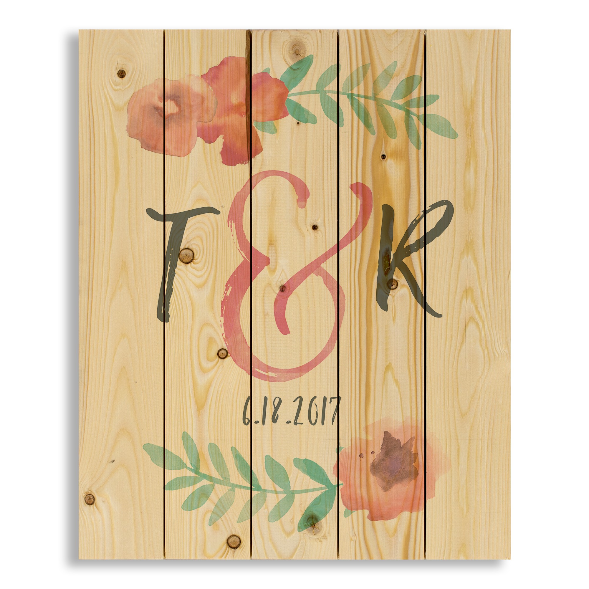 Watercolor Flowers 18x22 Personalized Pallet Wood Art