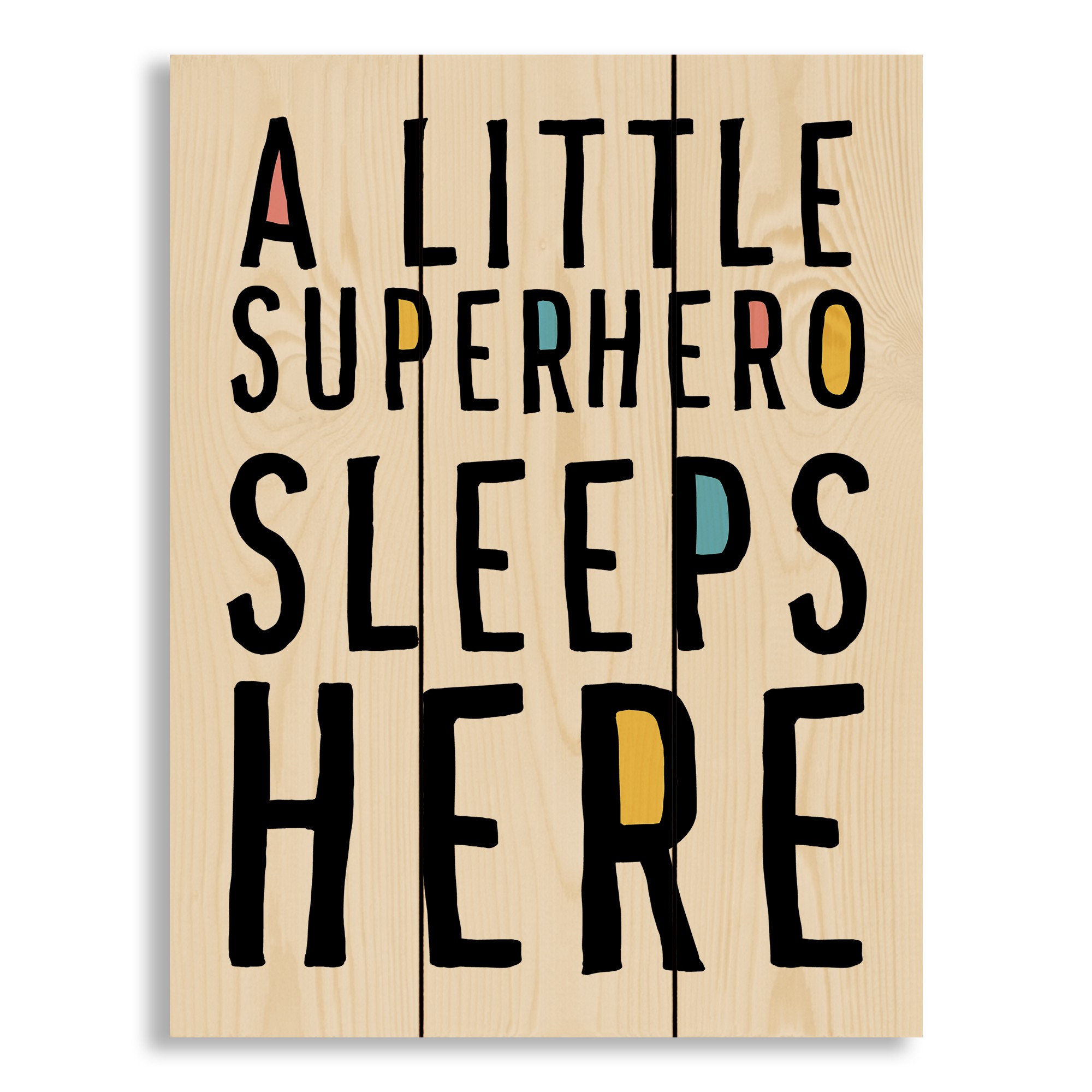 A Little Superhero Sleeps Here 10.5x14 Pallet Wood Art