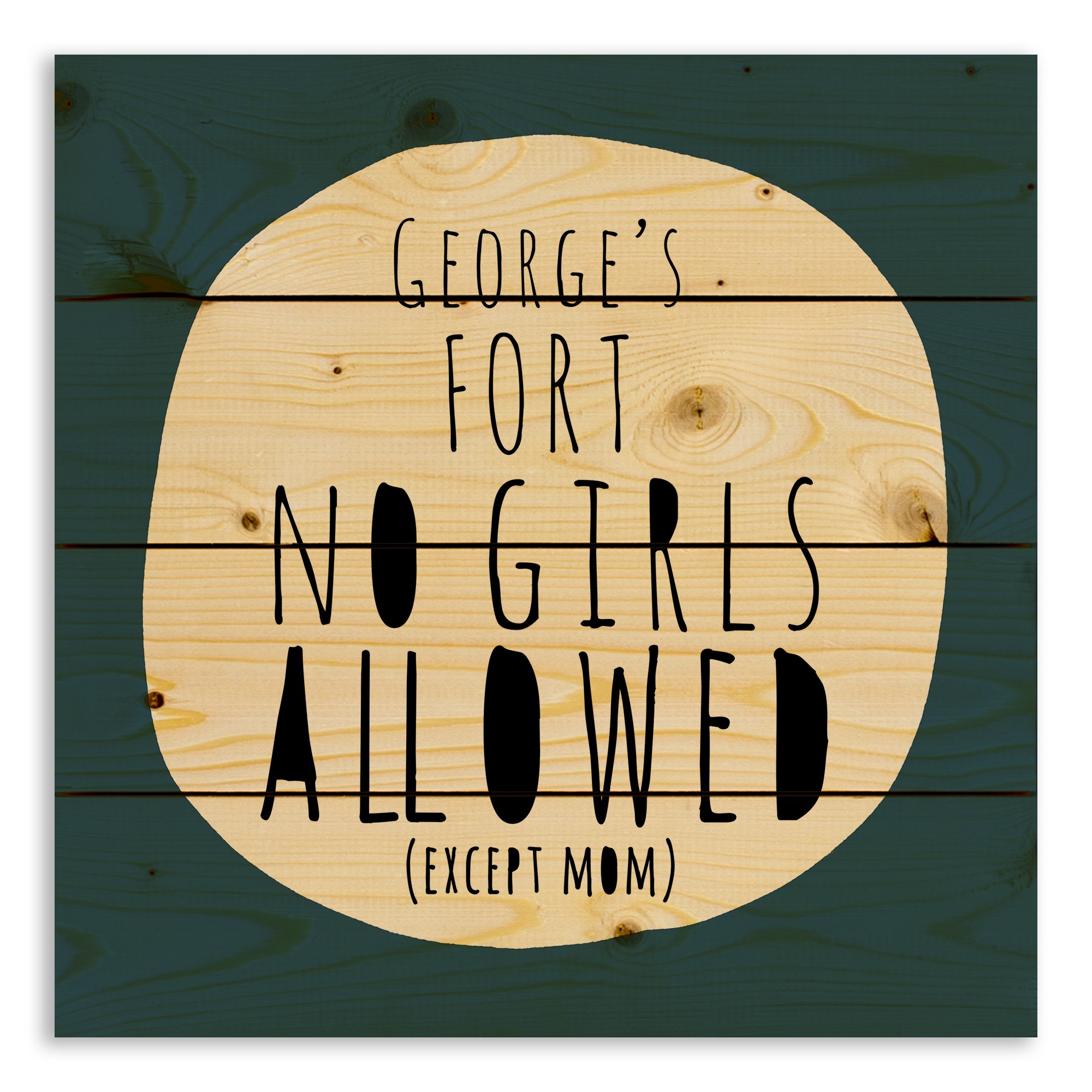 Boys' Fort Rules 14x14 Personalized Pallet Wood Art