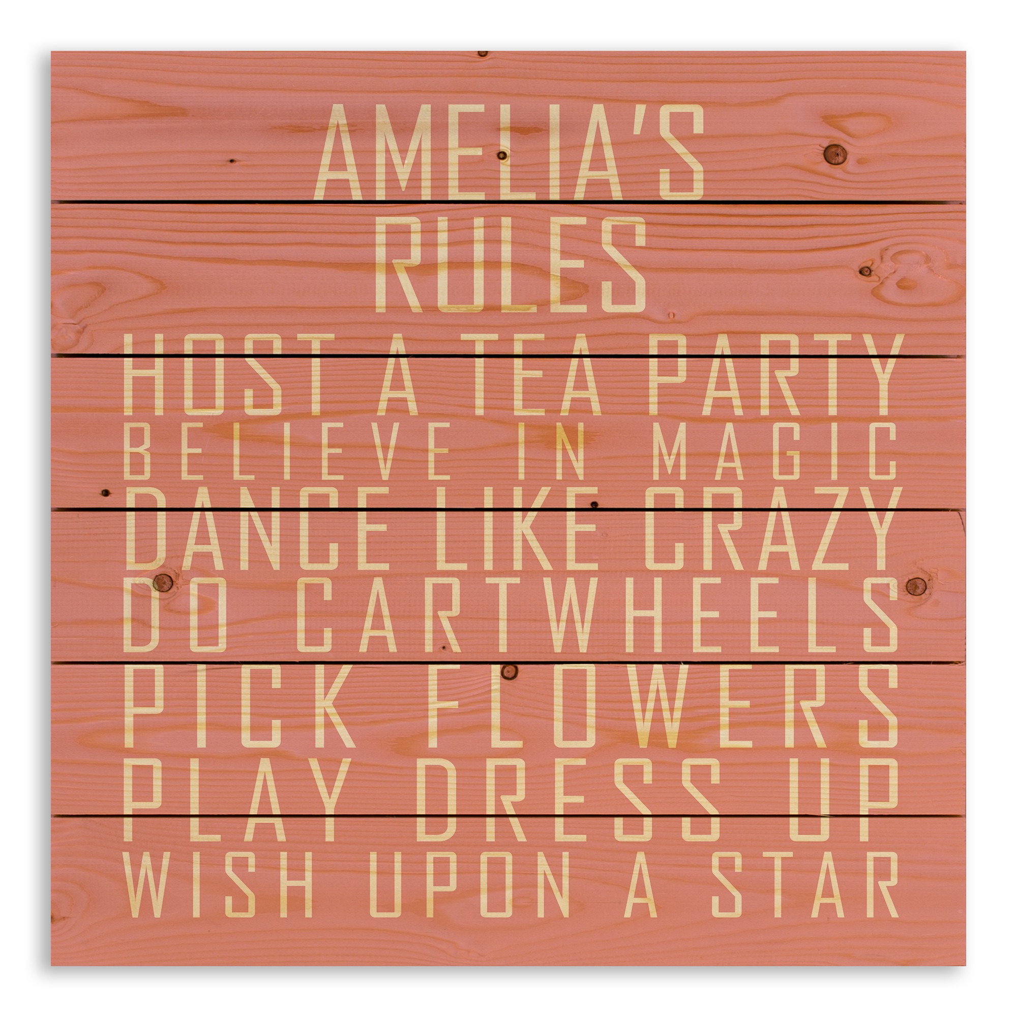 Girls' Rules 21x21 Personalized Pallet Wood Art