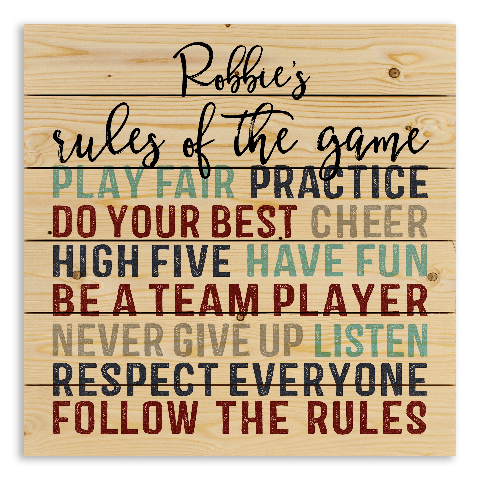 Rules of the Game 21x21 Personalized Pallet Wood Art