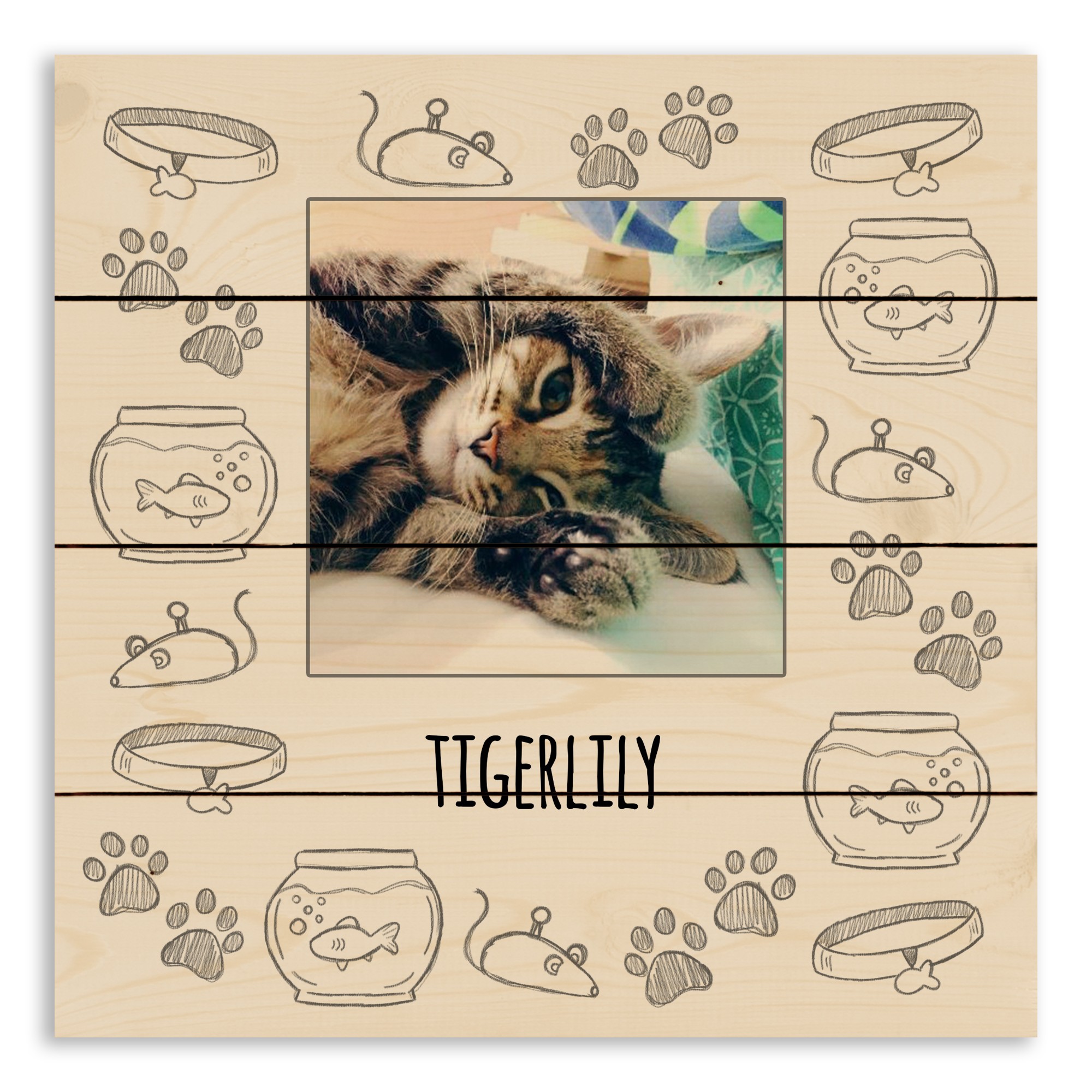 Cat Sketch 14x14 Personalized Pallet Wood Art