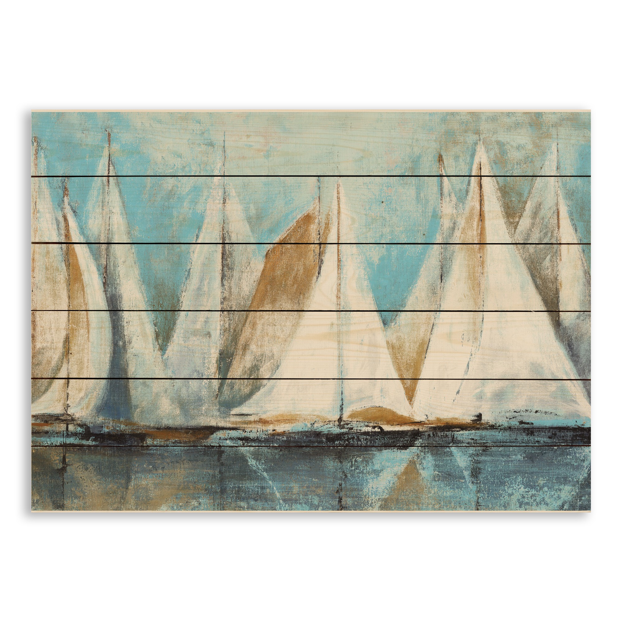 Painterly Sailboats 30x21 Pallet Wood Art