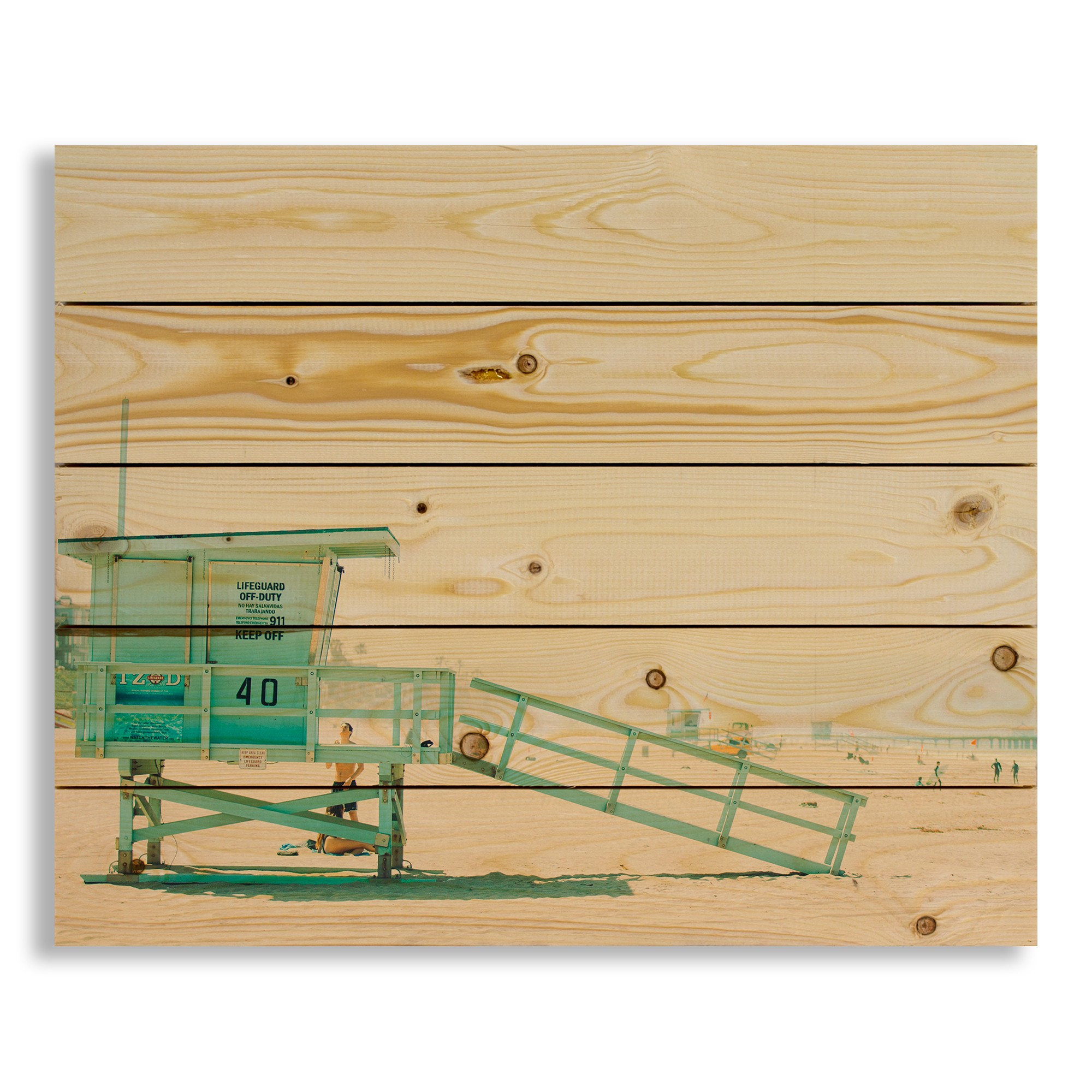 Blue Beach Tower 22x18 Pallet Wood Art