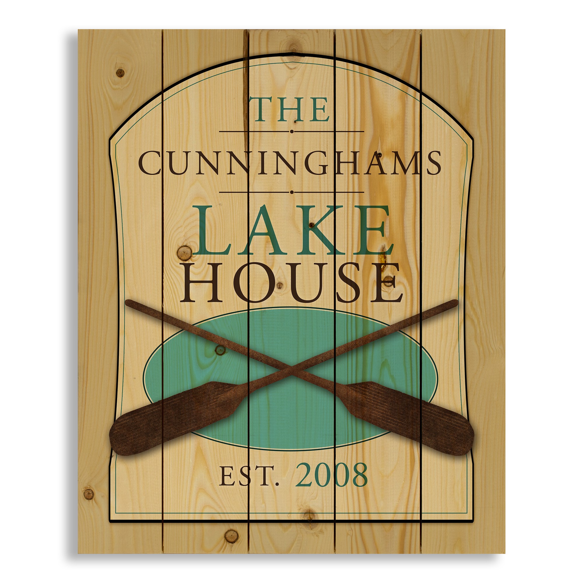 Family Lake House 18x22 Personalized Pallet Wood Art