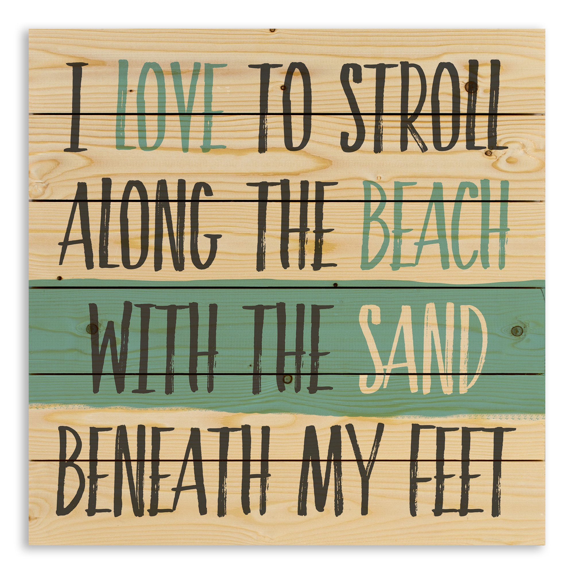 Stroll Along the Beach 21x21 Pallet Wood Art