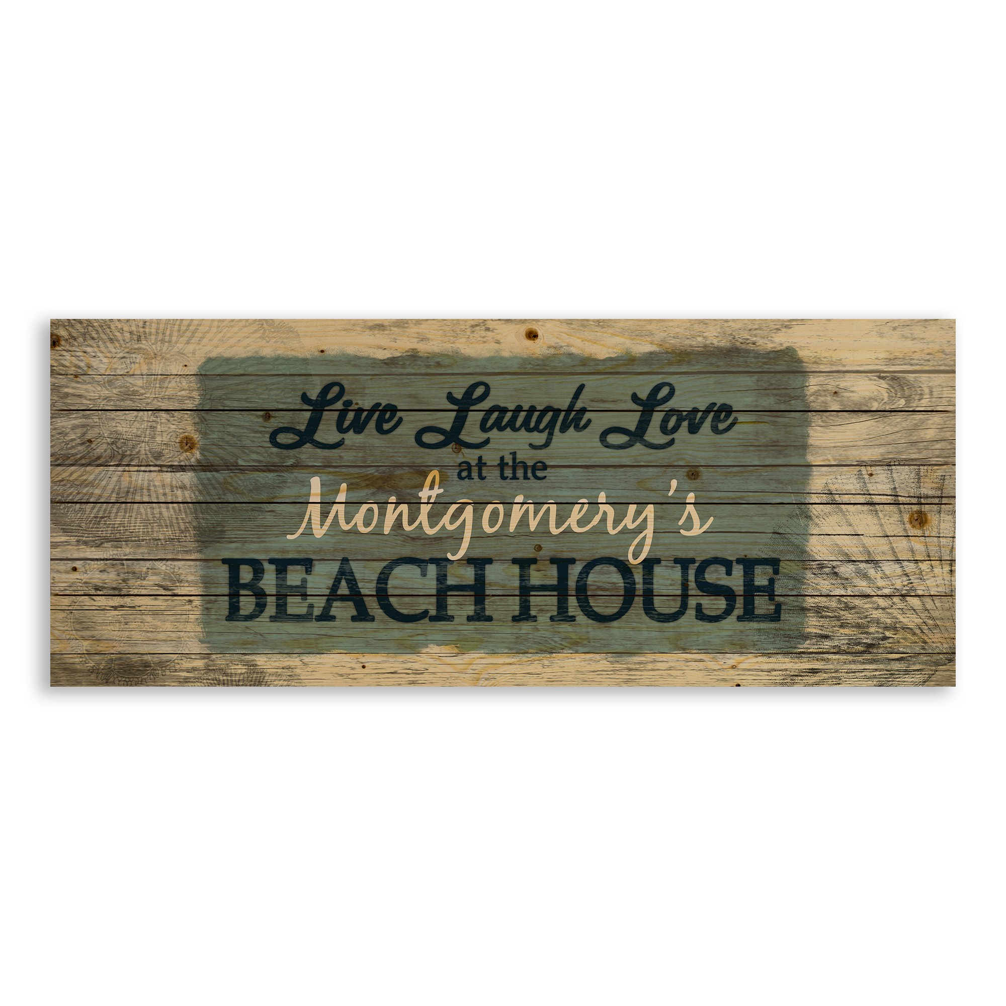 Live Laugh Love Family Beach House 36x14 Personalized Pallet Wood Art
