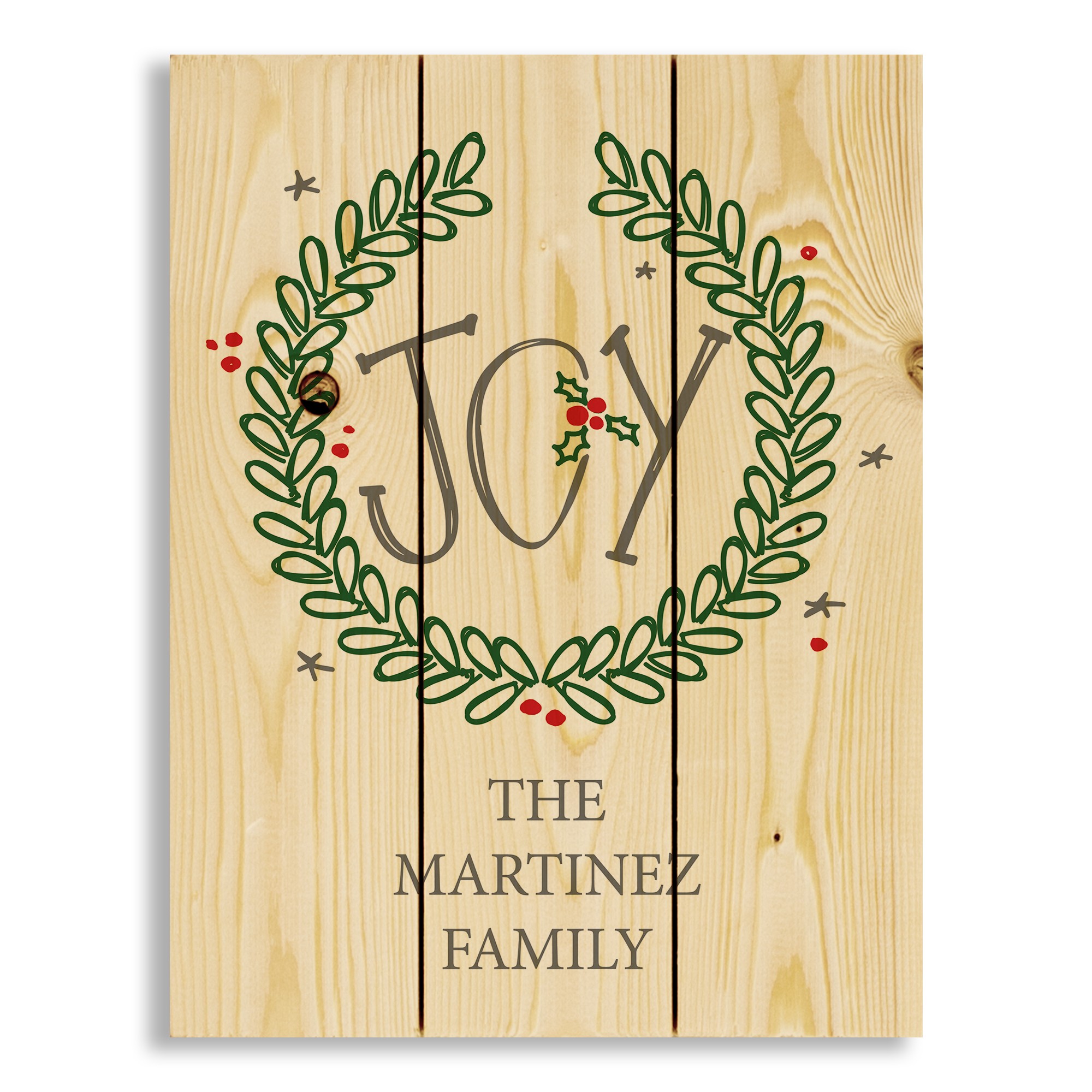 Joy Wreath 10.5x14 Personalized Pallet Wood Art