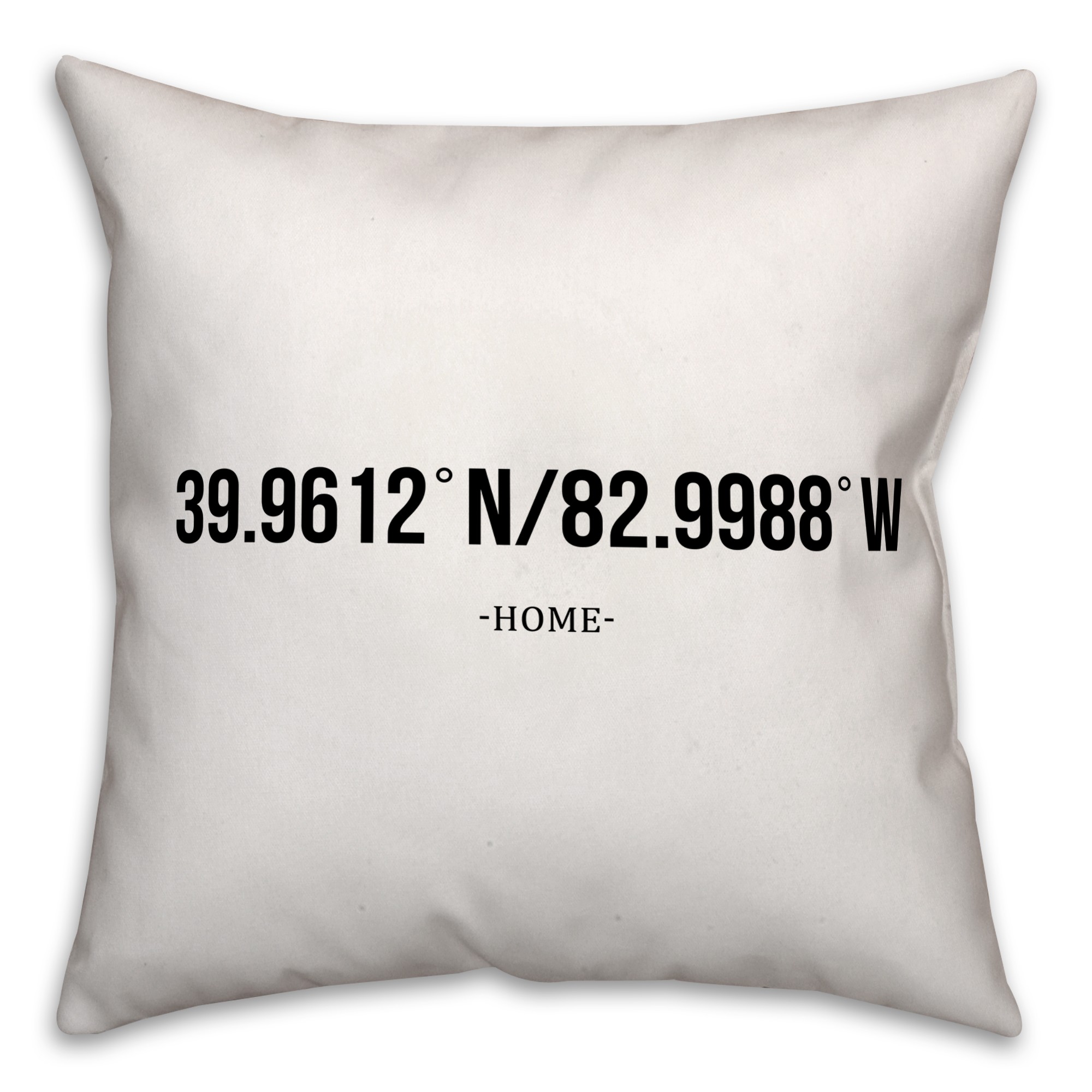 Simple Longitude and Latitude home 18x18 Personalized Spun Poly Pillow