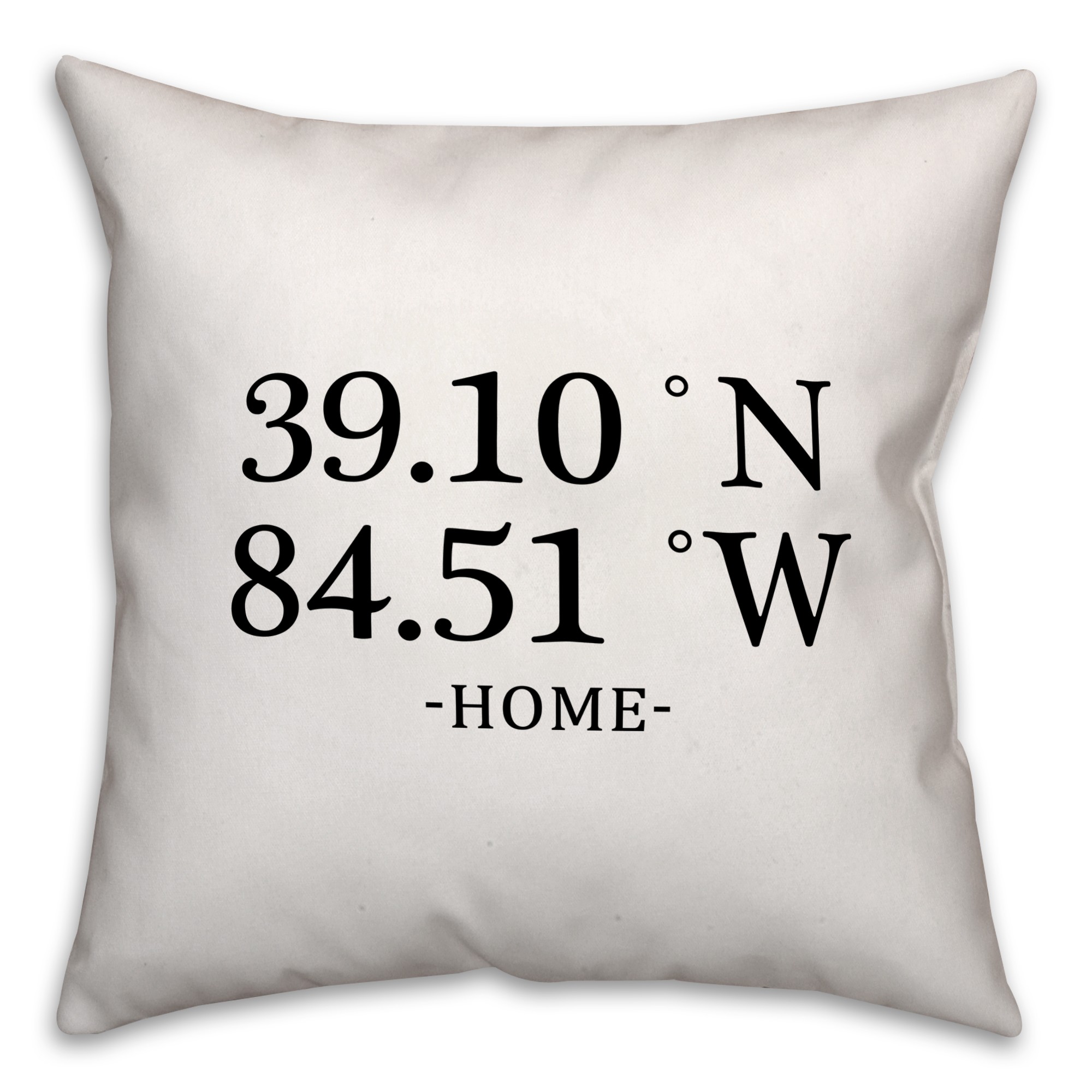 Longitude and Latitude Home Coordinates 18x18 Personalized Spun Poly Pillow