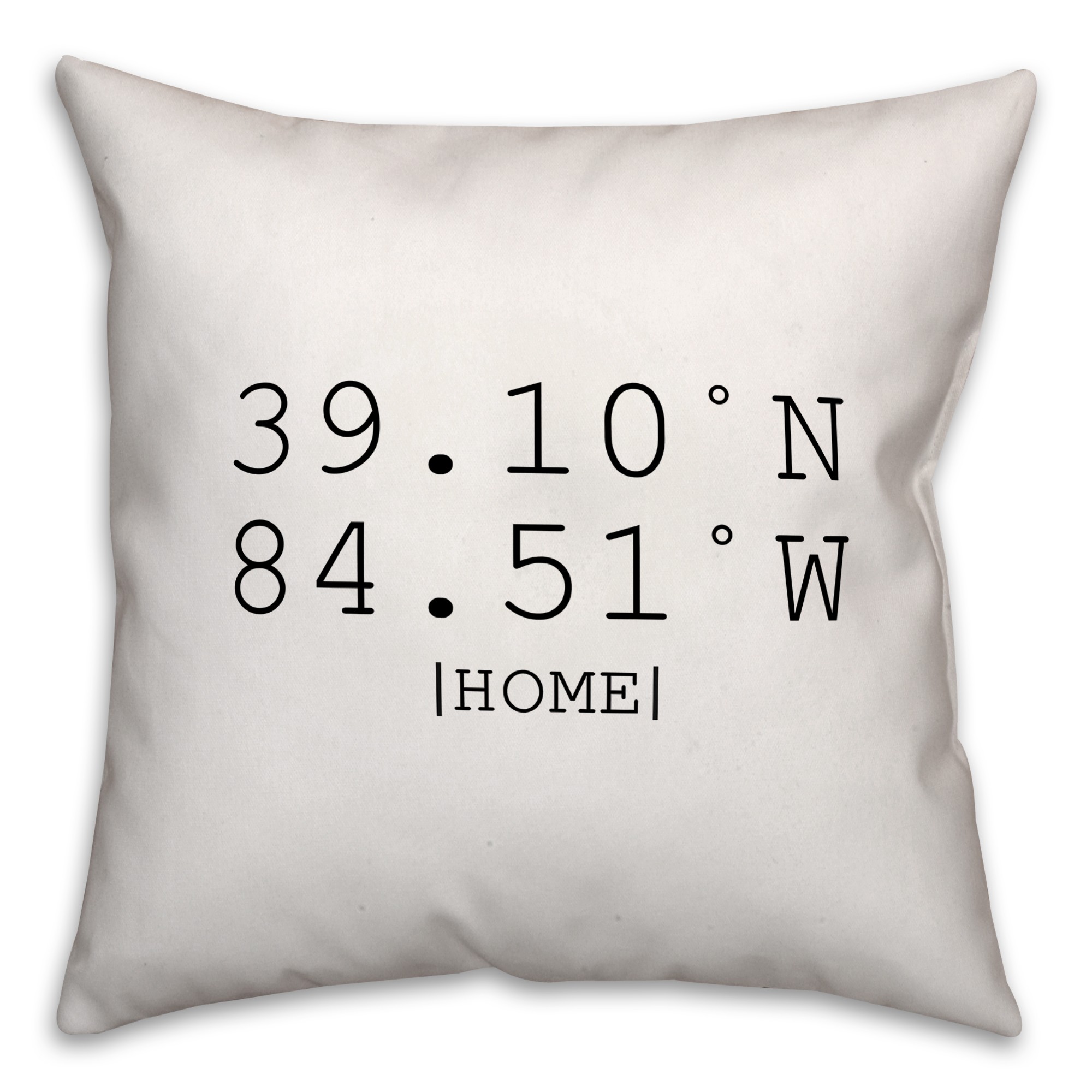 Longitude and Latitude Home Coordinates 18x18 Personalized Spun Poly Pillow