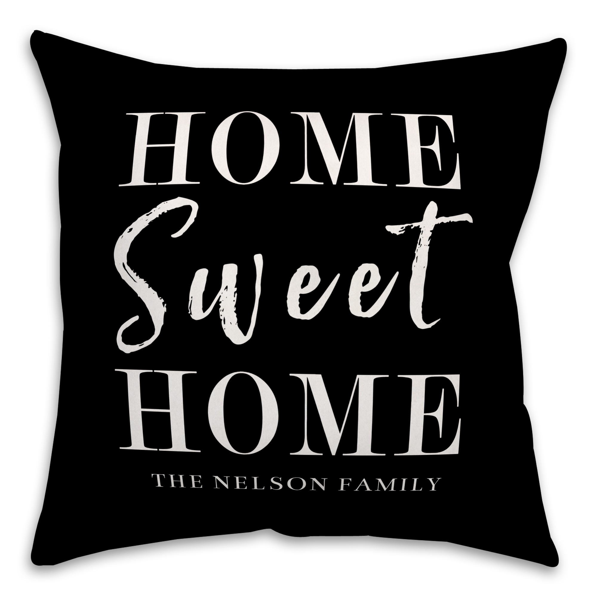 Family Name Home Sweet Home  18x18 Personalized Spun Poly Pillow