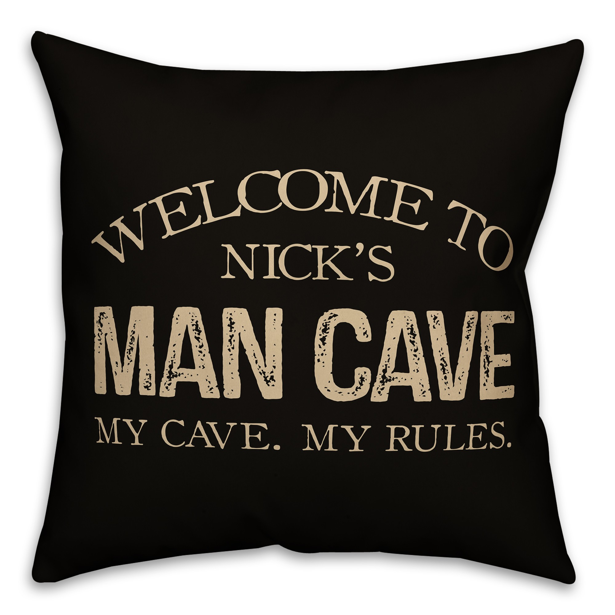 Your Name Man Cave 18x18 Personalized Spun Poly Pillow