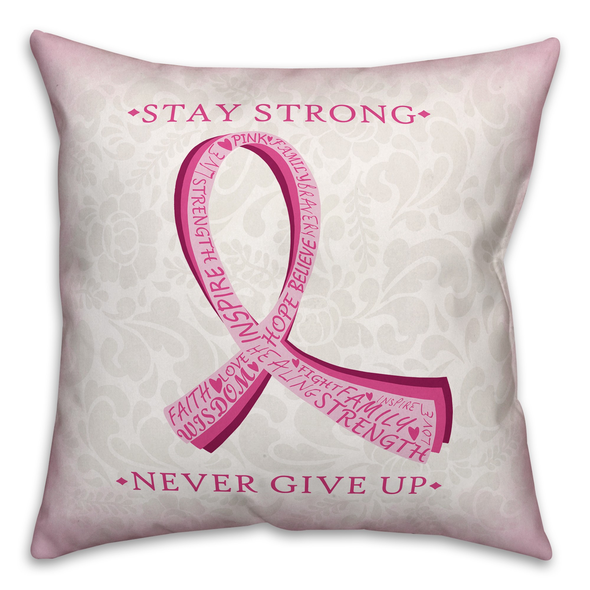  Fight Breast Cancer Stay Strong 18x18 Spun Poly Pillow
