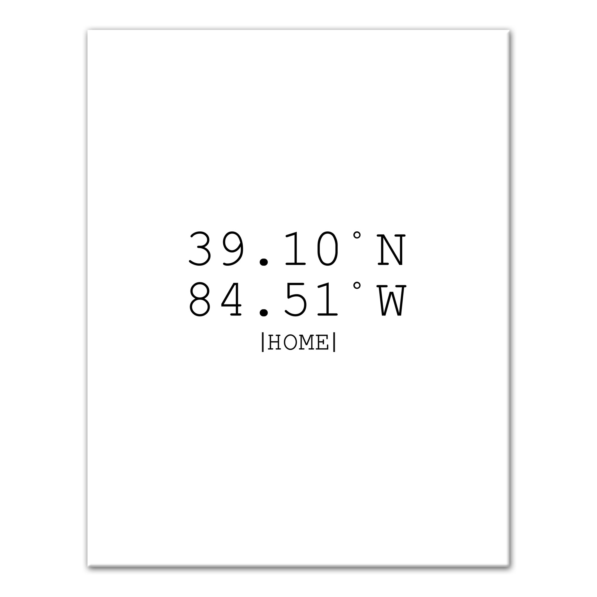 Simple Longitude and Latitude home 11x14 Personalized Canvas Wall Art