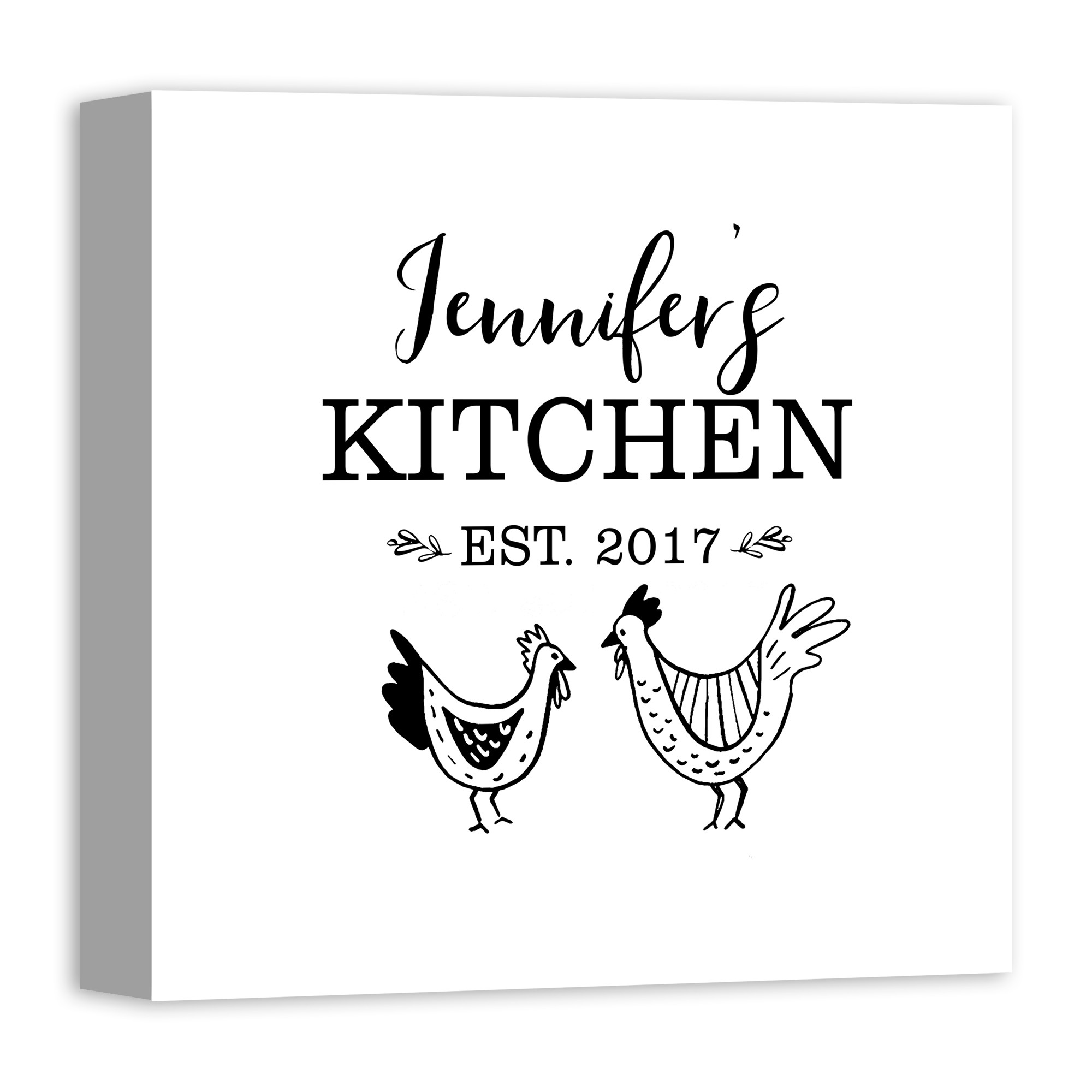 Your Name Kitchen Roosters 16x16 Personalized Canvas Wall Art
