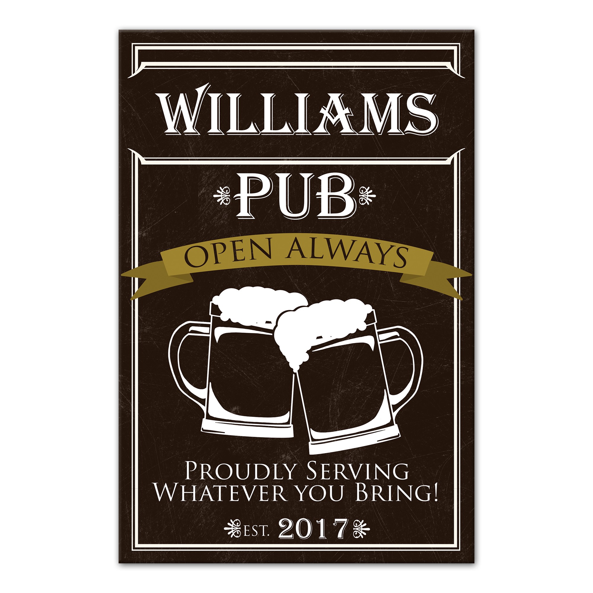 Your Name Pub Sign 12x18 Personalized Canvas Wall Art