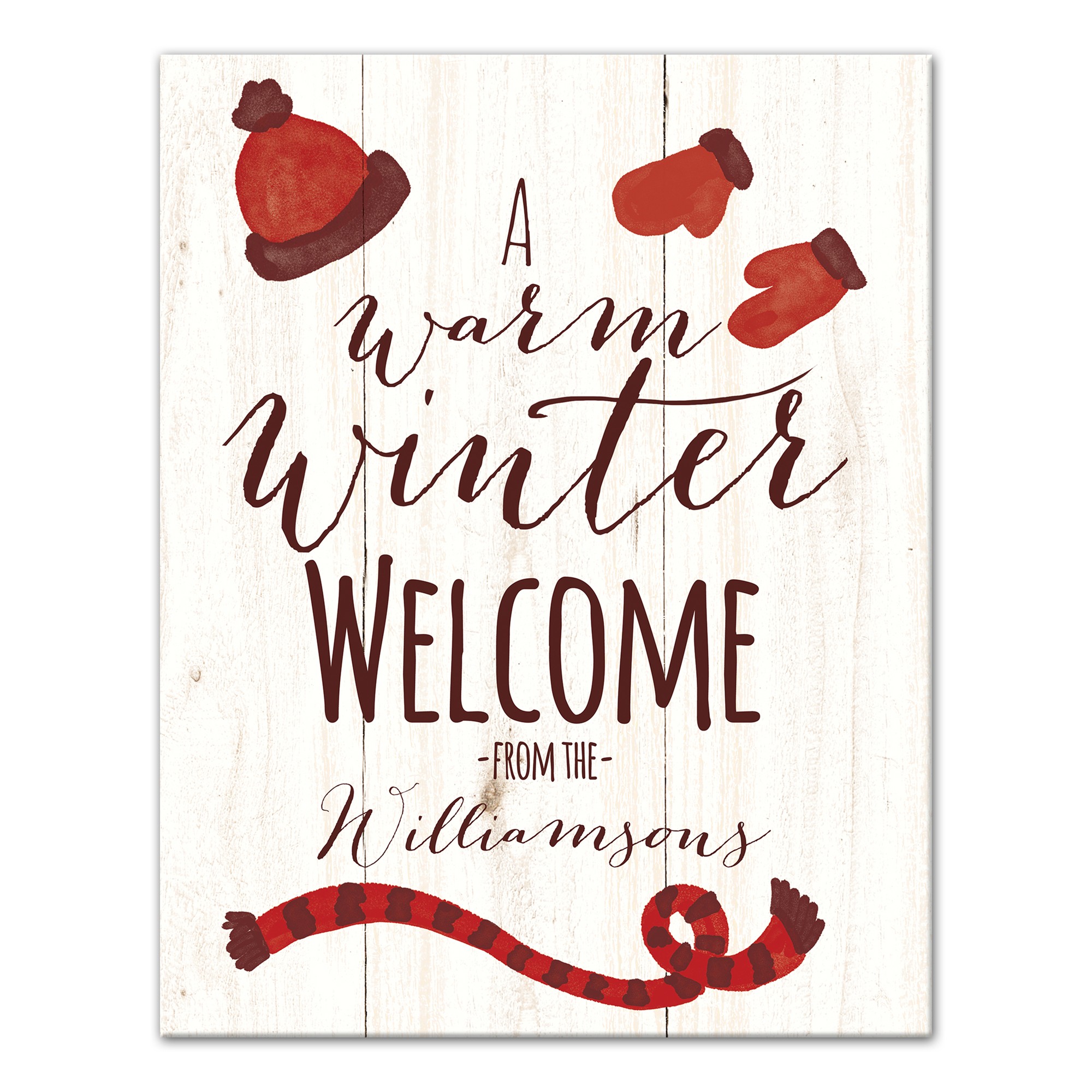 Warm Winter Welcome Family Name 11x14 Personalized Canvas Wall Art