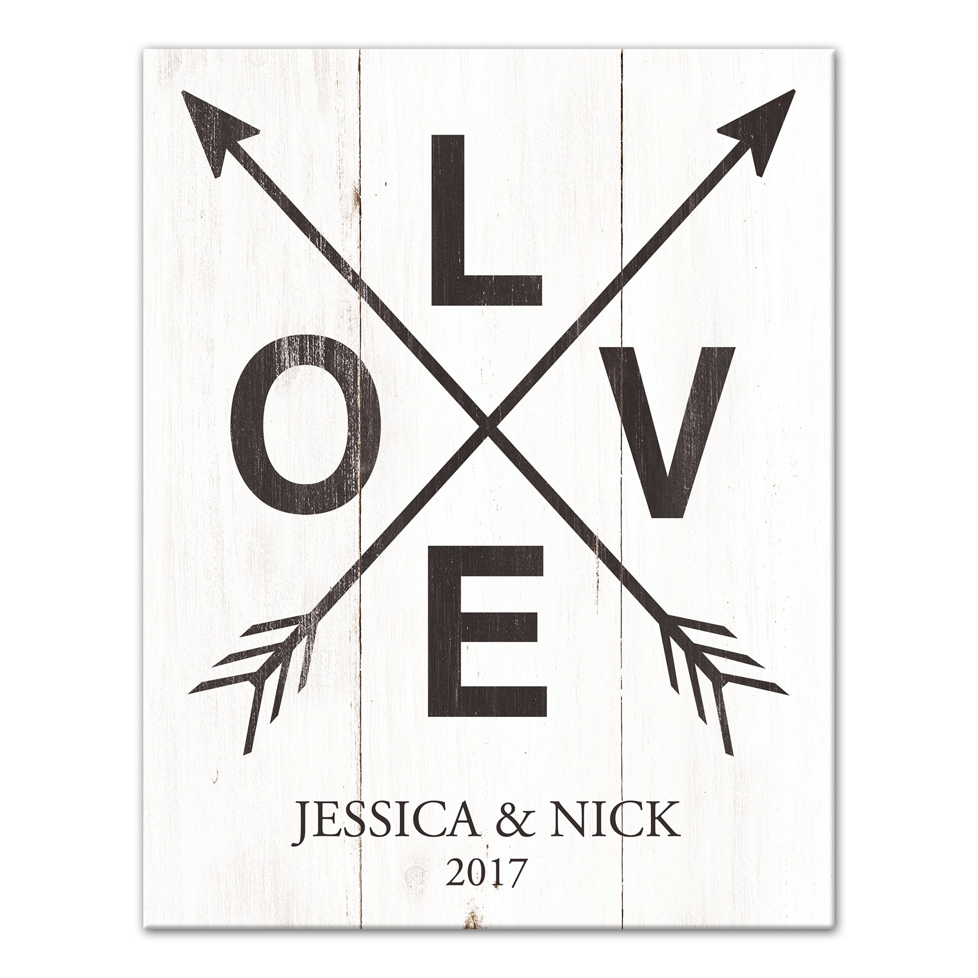 Personalized Name and Date Love with Arrows Canvas Print