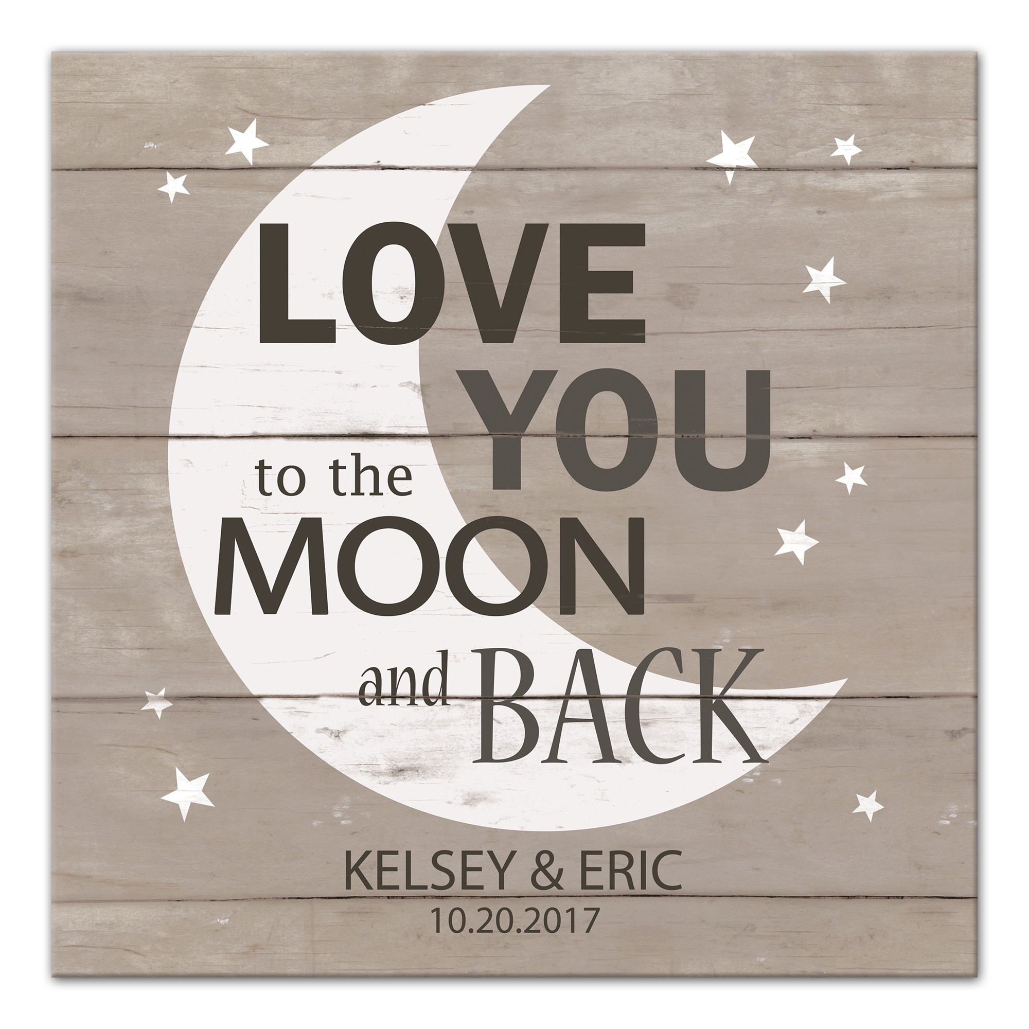 Personalized Name and Date Love You to The Moon Canvas Print