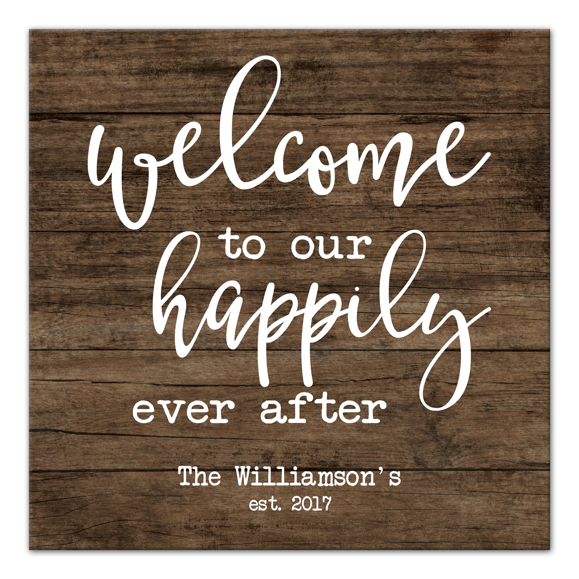 Personalized Name and Date Welcome to our Happily Ever After Canvas Print