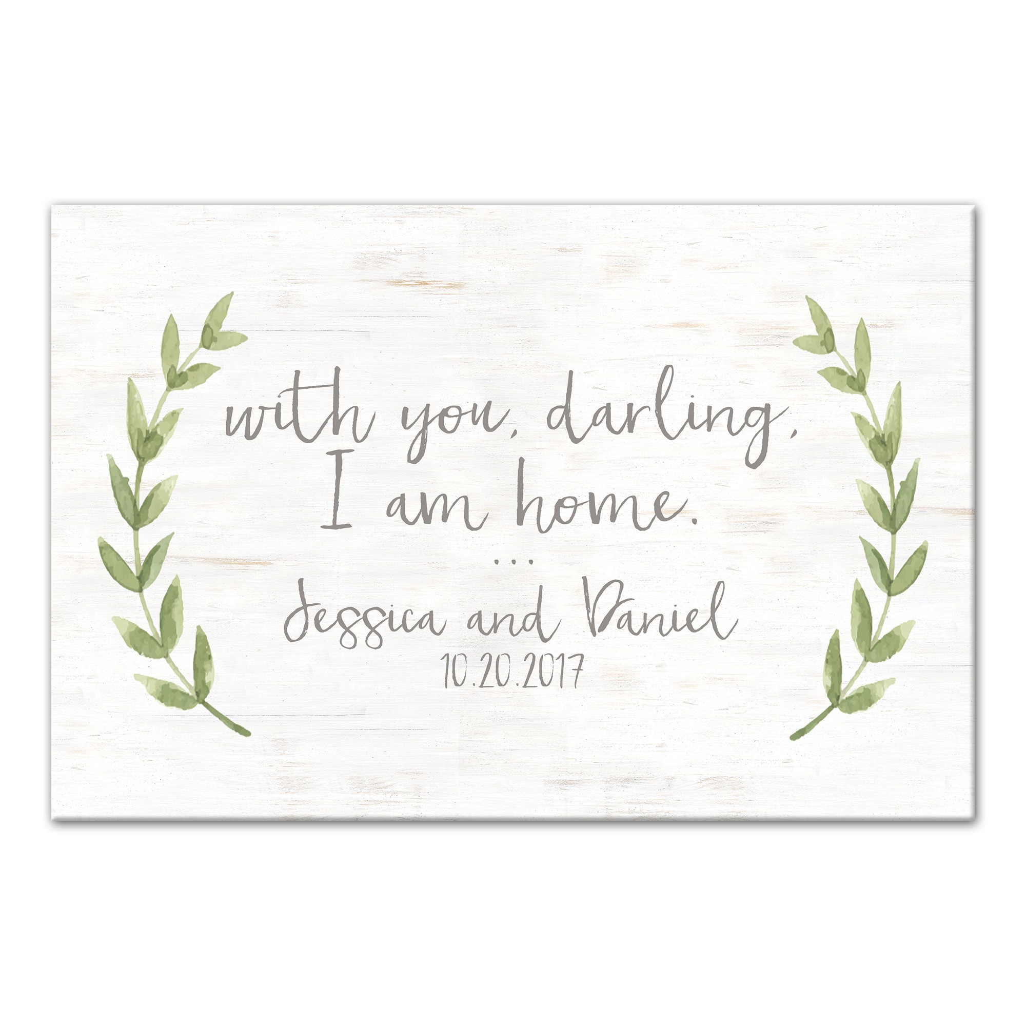 Personalized Name and Date With You I am Home 12x18 Canvas Print