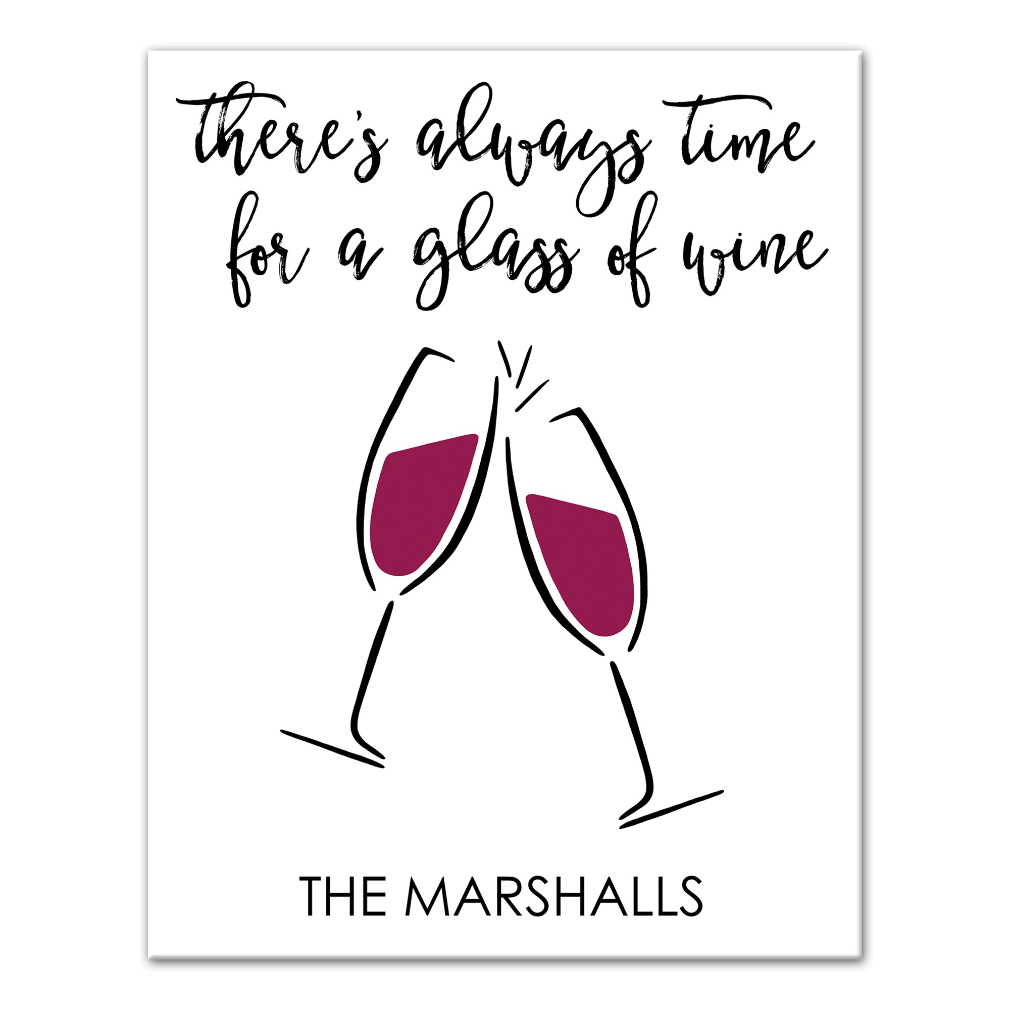 Always Time for Wine 11x14 Personalized Canvas Wall Art