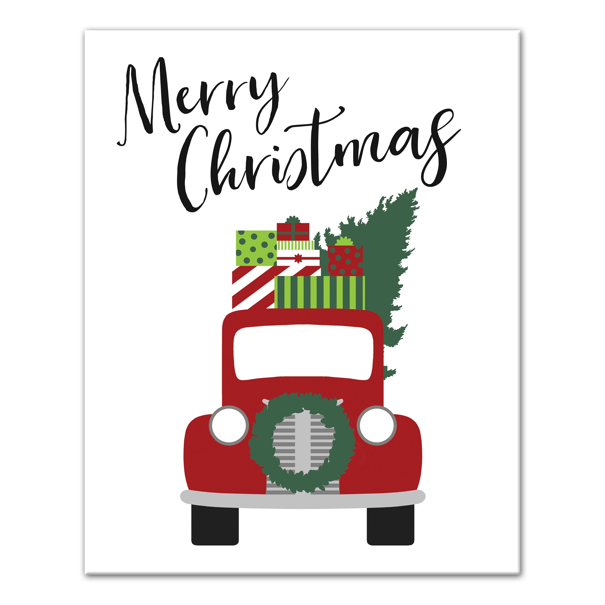 Merry Christmas Vintage Truck 16x20 Canvas Wall Art