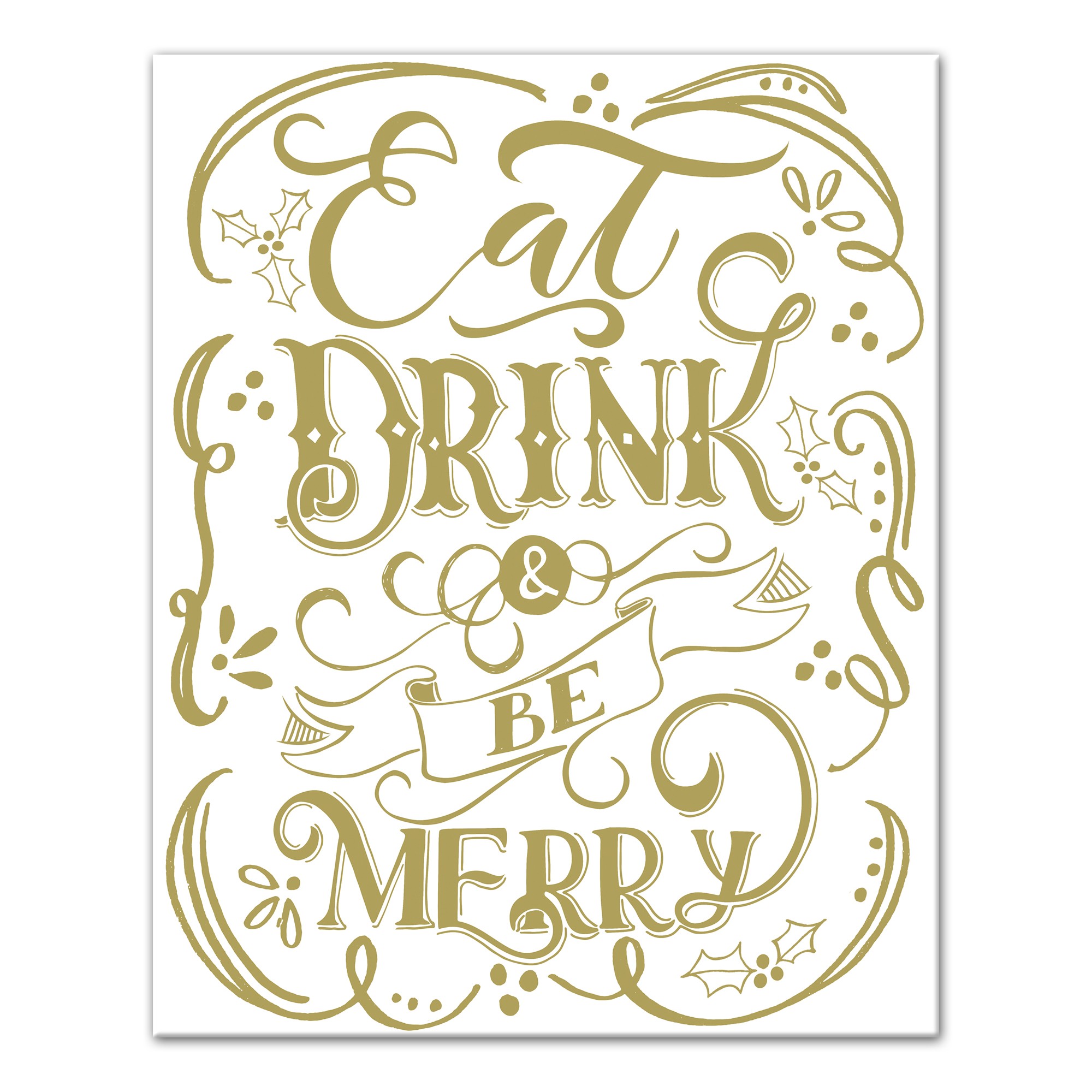 Eat, Drink & Be Merry Gold 16x20 Canvas Wall Art
