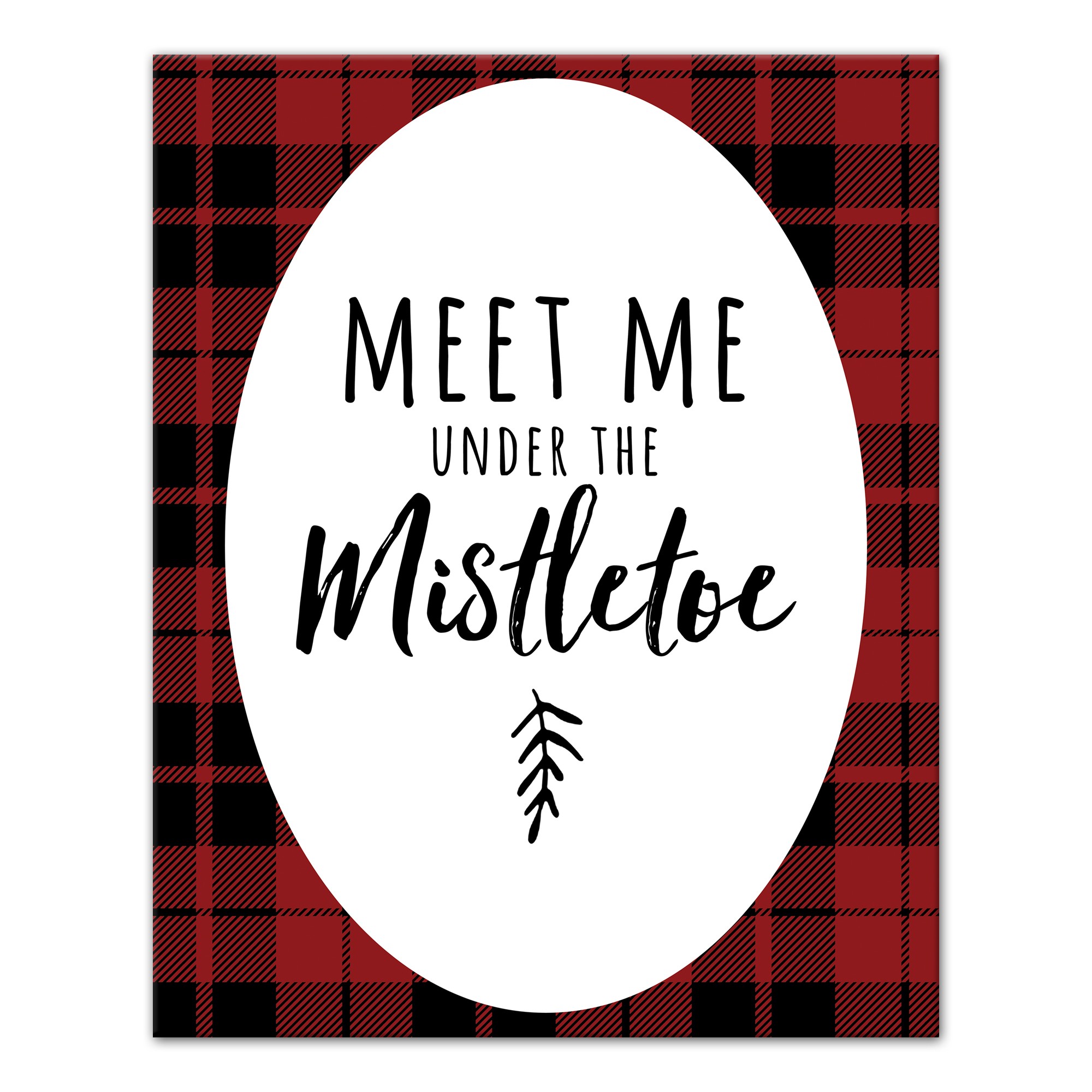 Meet Me Under the Mistletoe Plaid 16x20 Canvas Wall Art