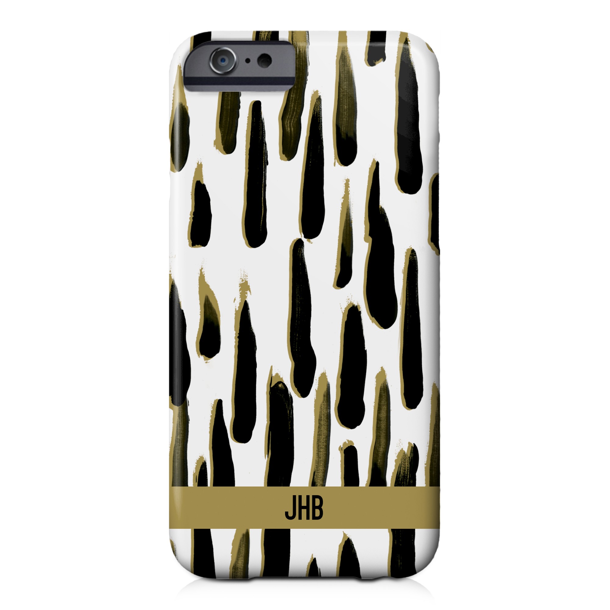 Black and Gold Paint Strokes iPhone 6 Personalized Barely There Case