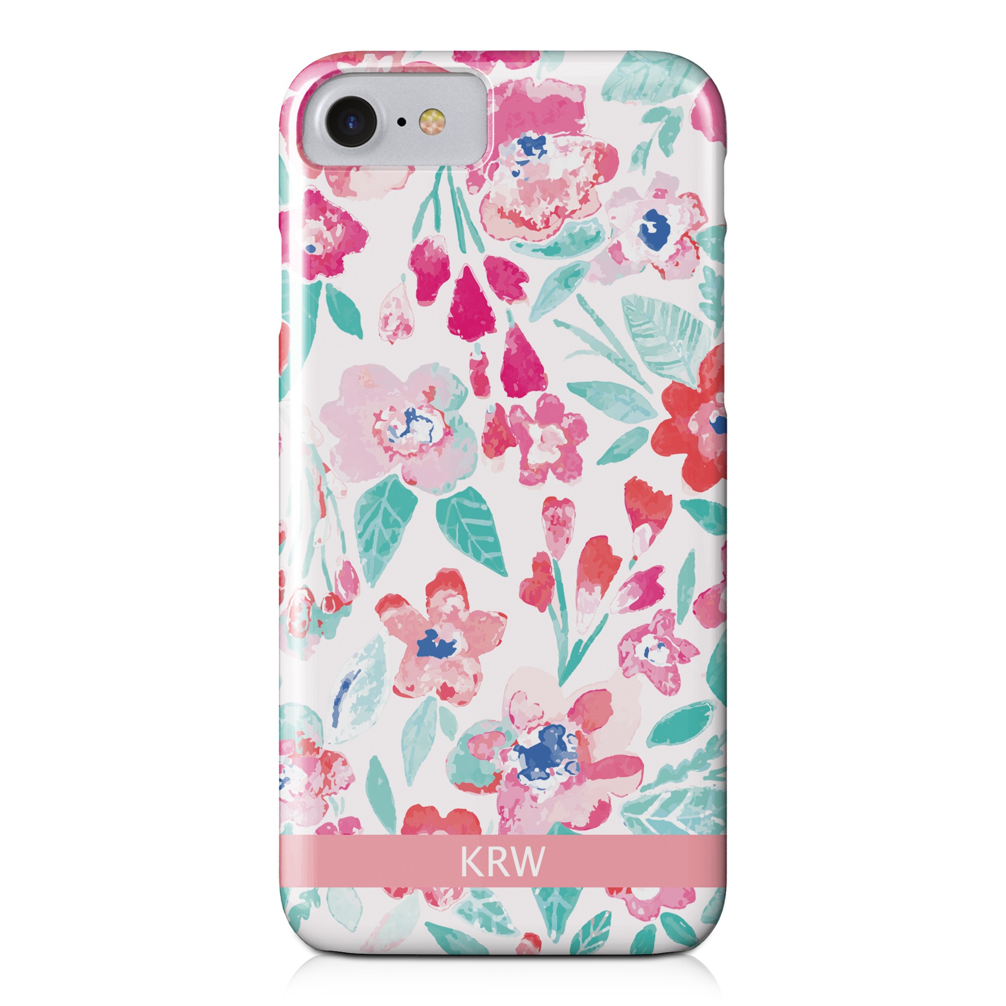 Coral Patchy Flowers iPhone 7 Personalized Barely There Case