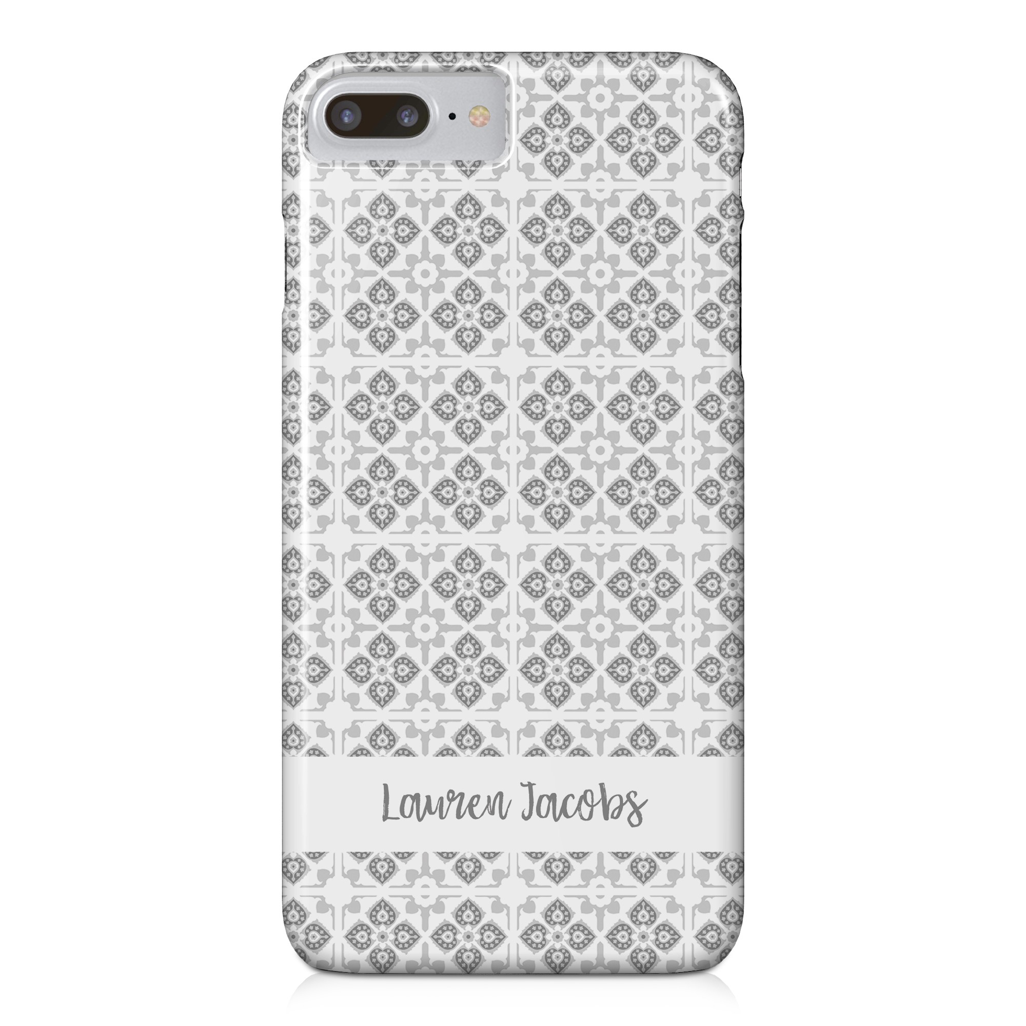 Gray Boho Tile iPhone 8 Plus Personalized Barely There Case