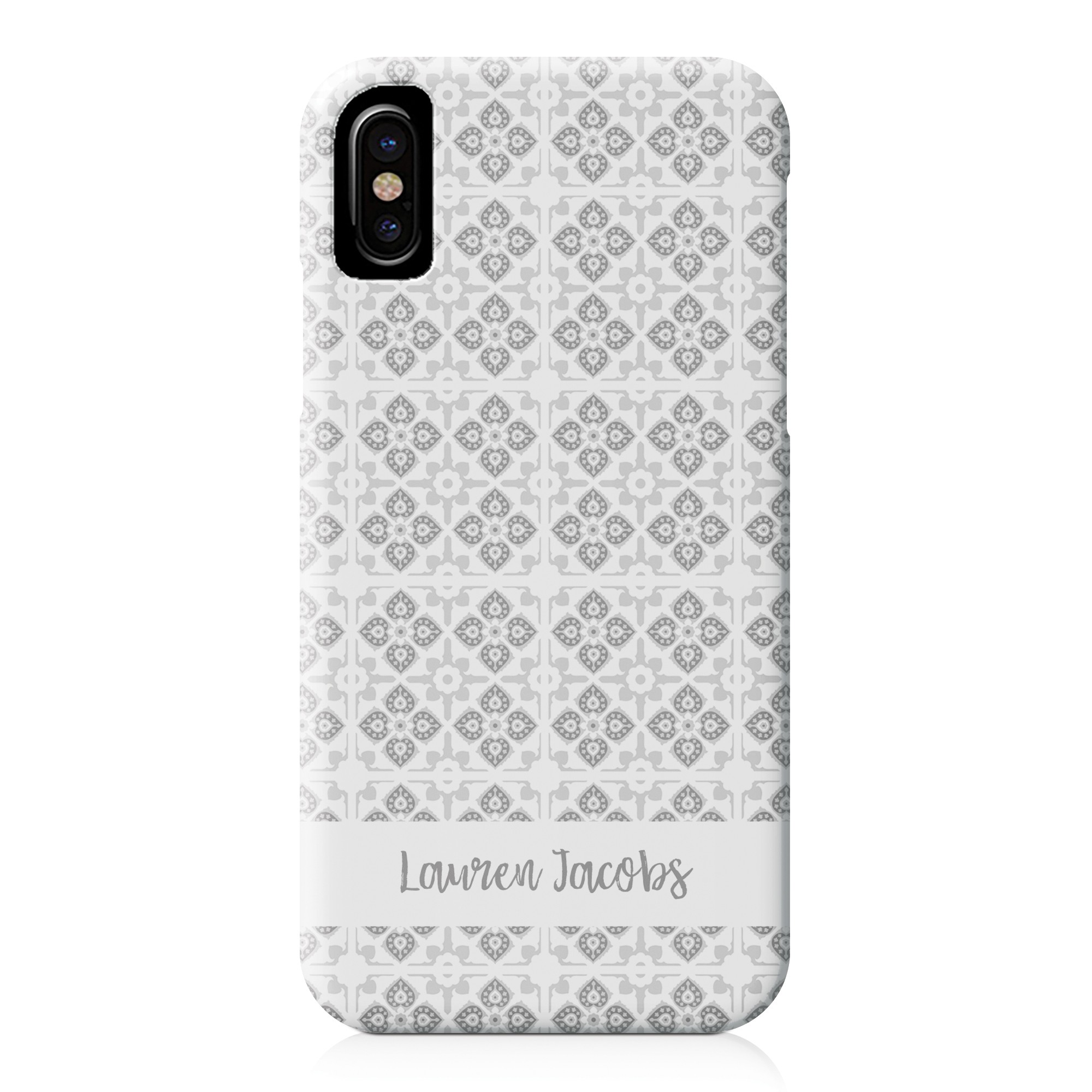 Gray Boho Tile iPhone X Personalized Barely There Case