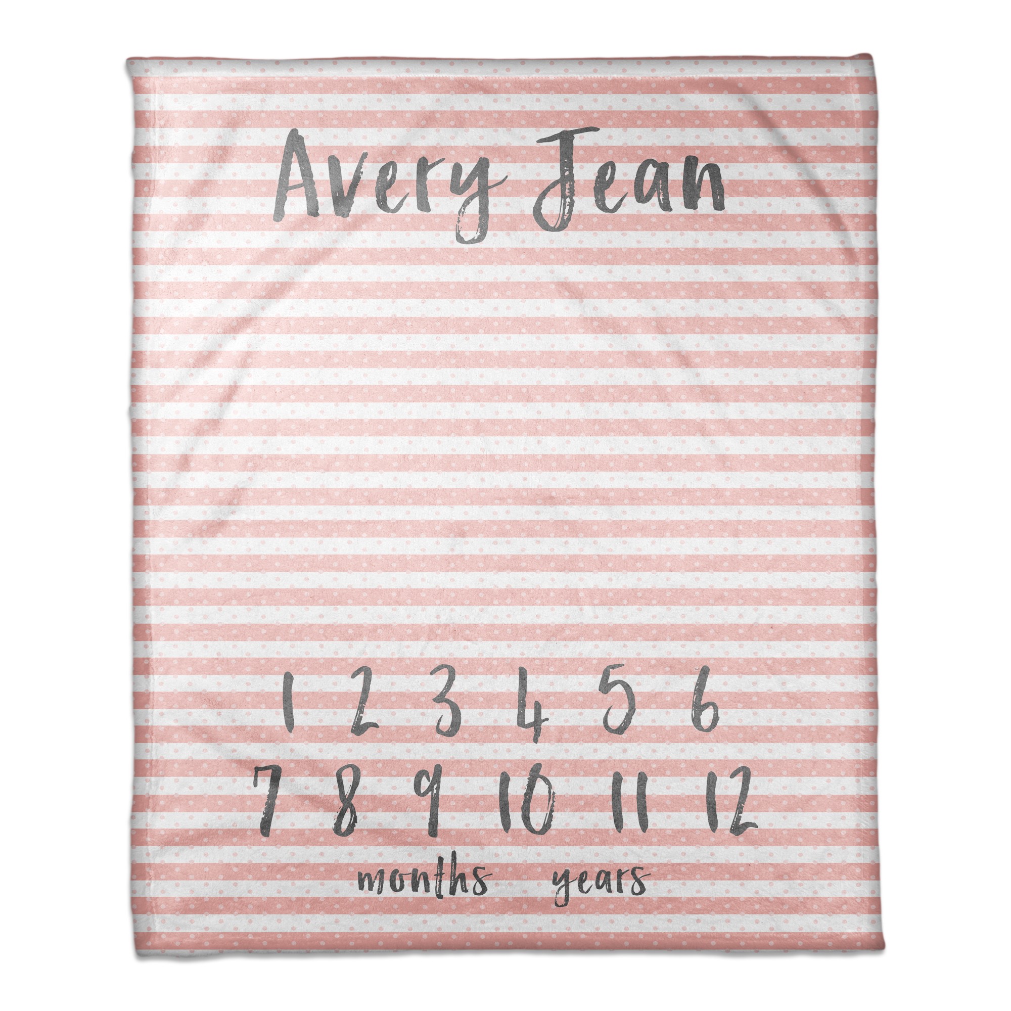Stripes and Polka Dots 50x60 Personalized Coral Fleece Blanket