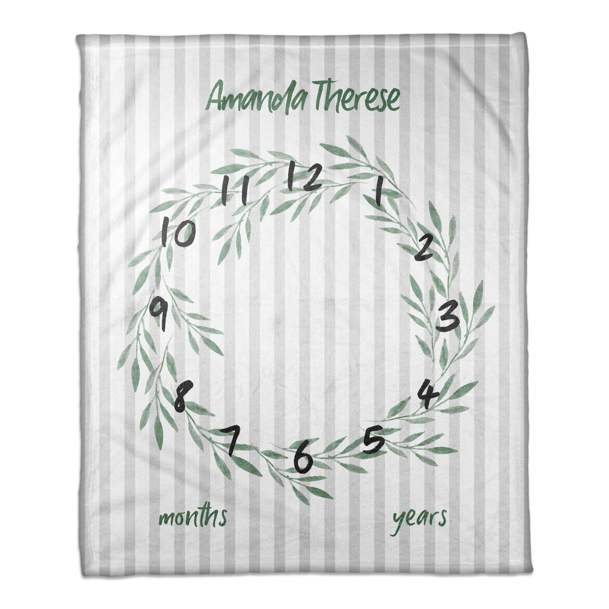 Botanical Stripes 50x60 Personalized Coral Fleece Blanket