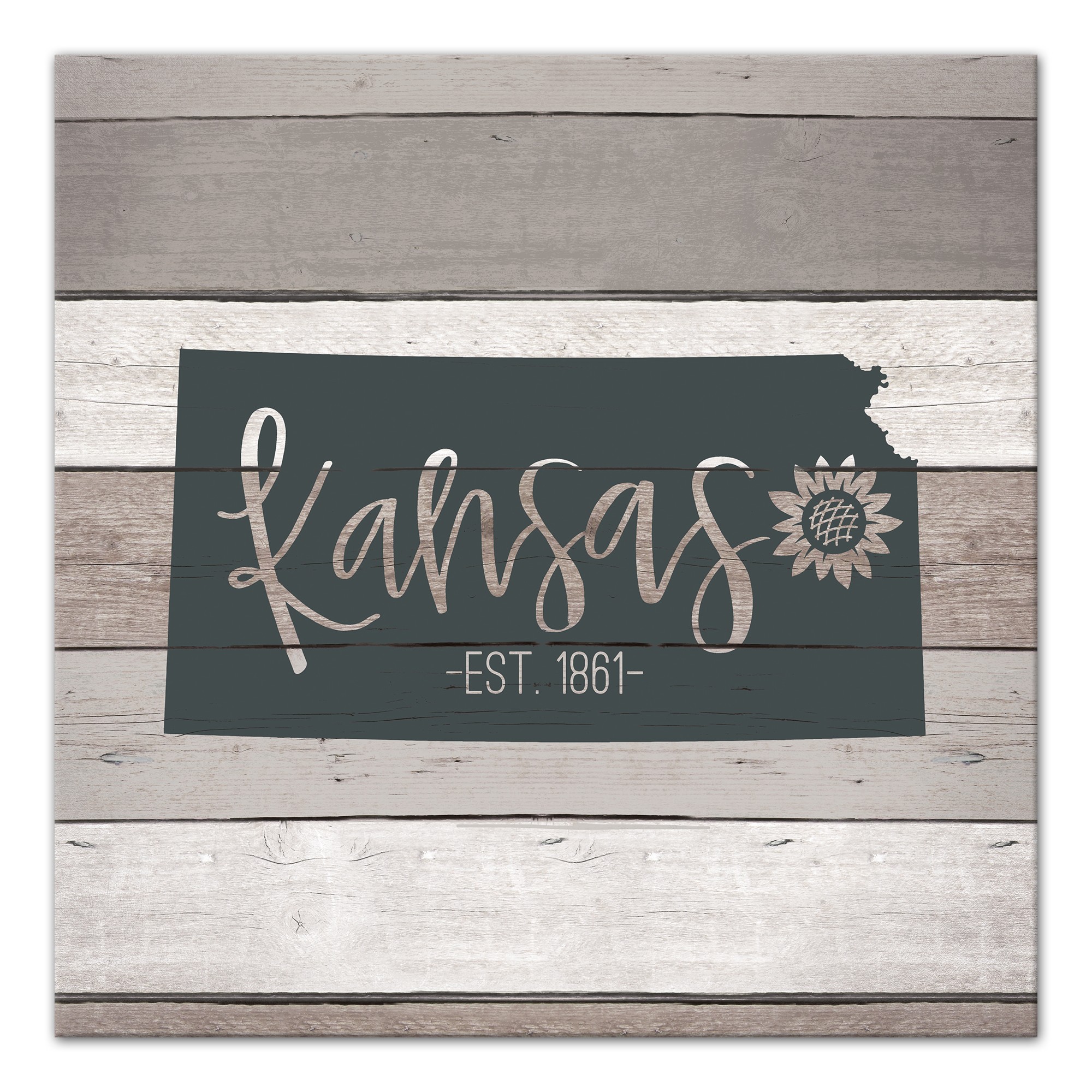 Kansas Established 16x16 Canvas Wall Art