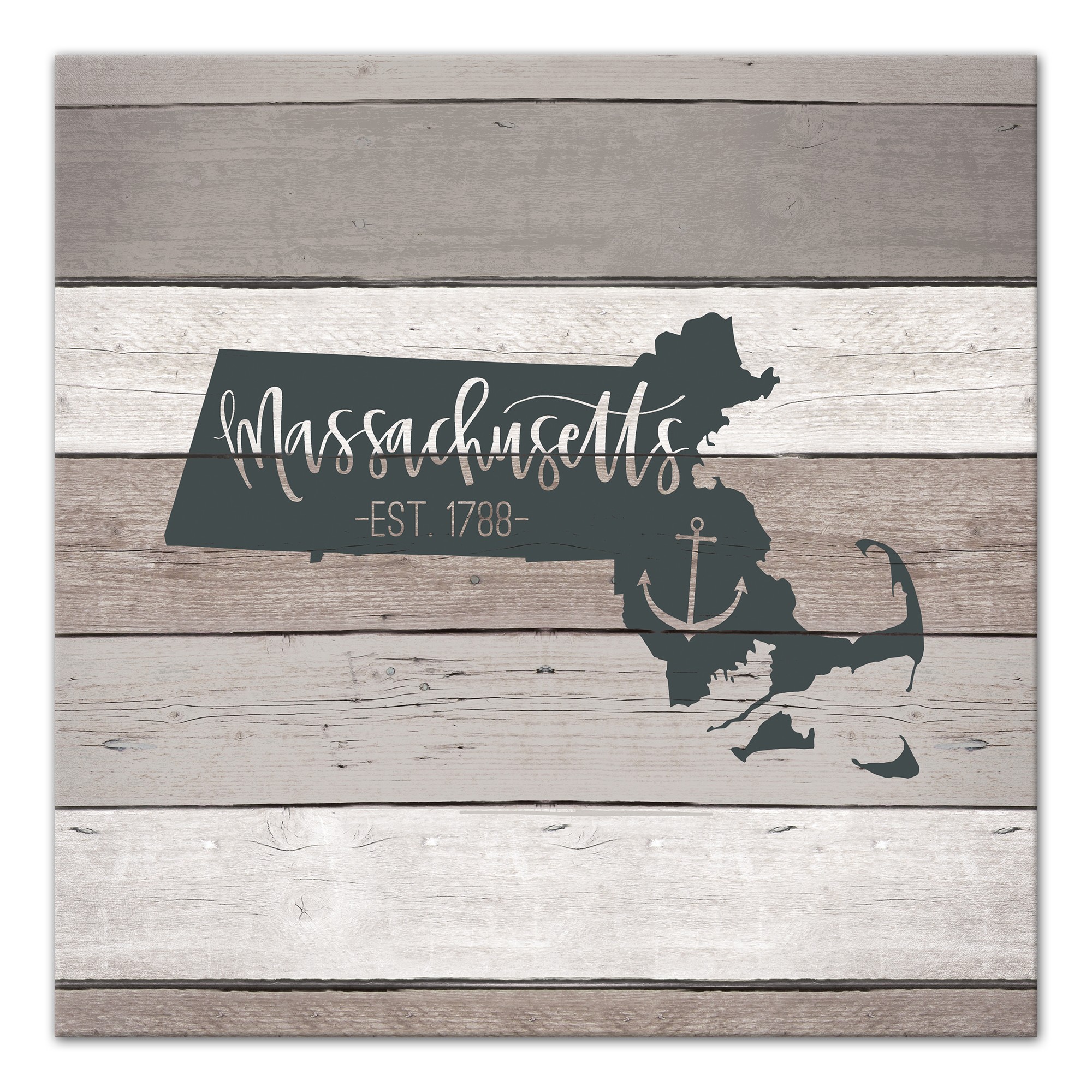 Massachusetts Established 16x16 Canvas Wall Art