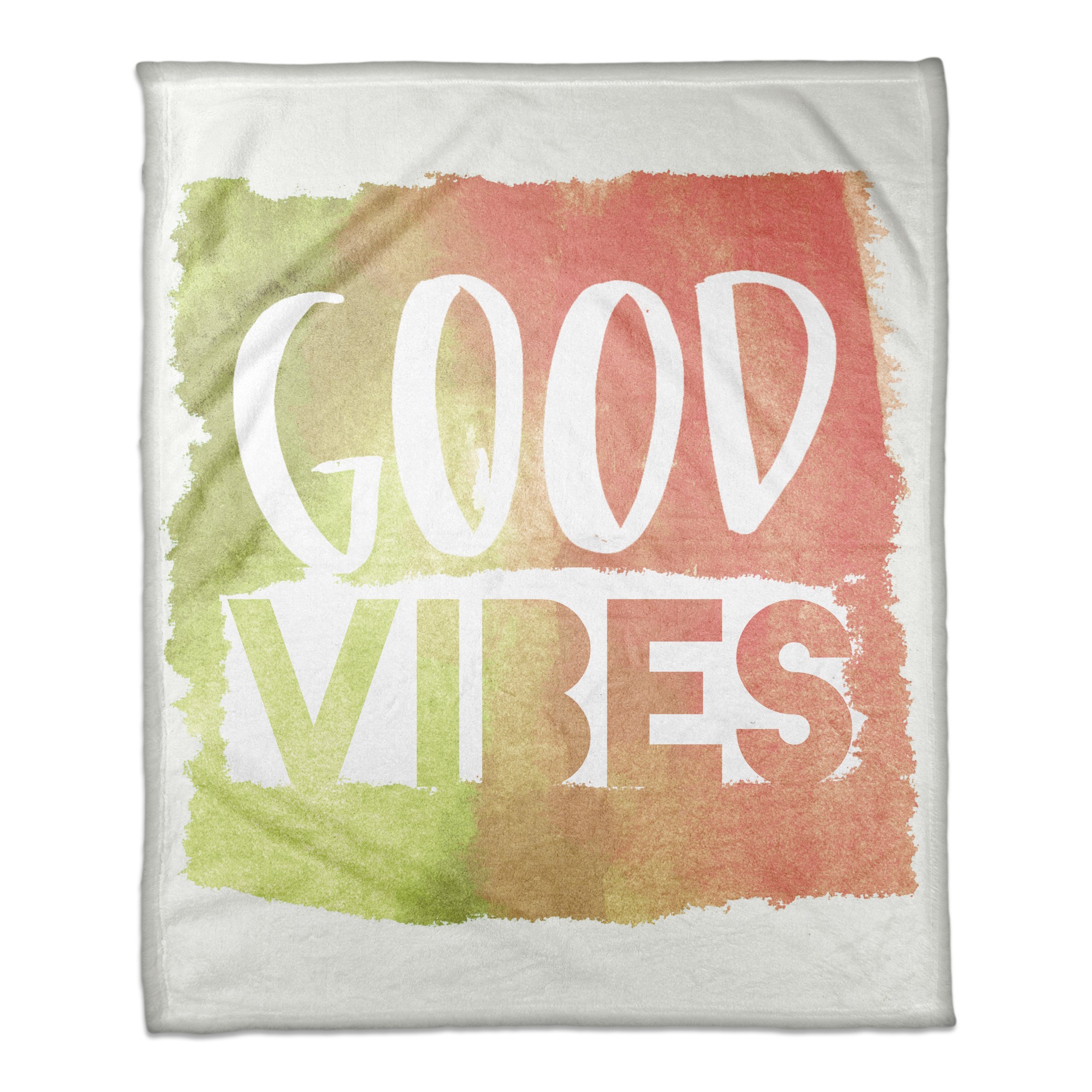 Good Vibes Watercolor 50x60 Coral Fleece Blanket