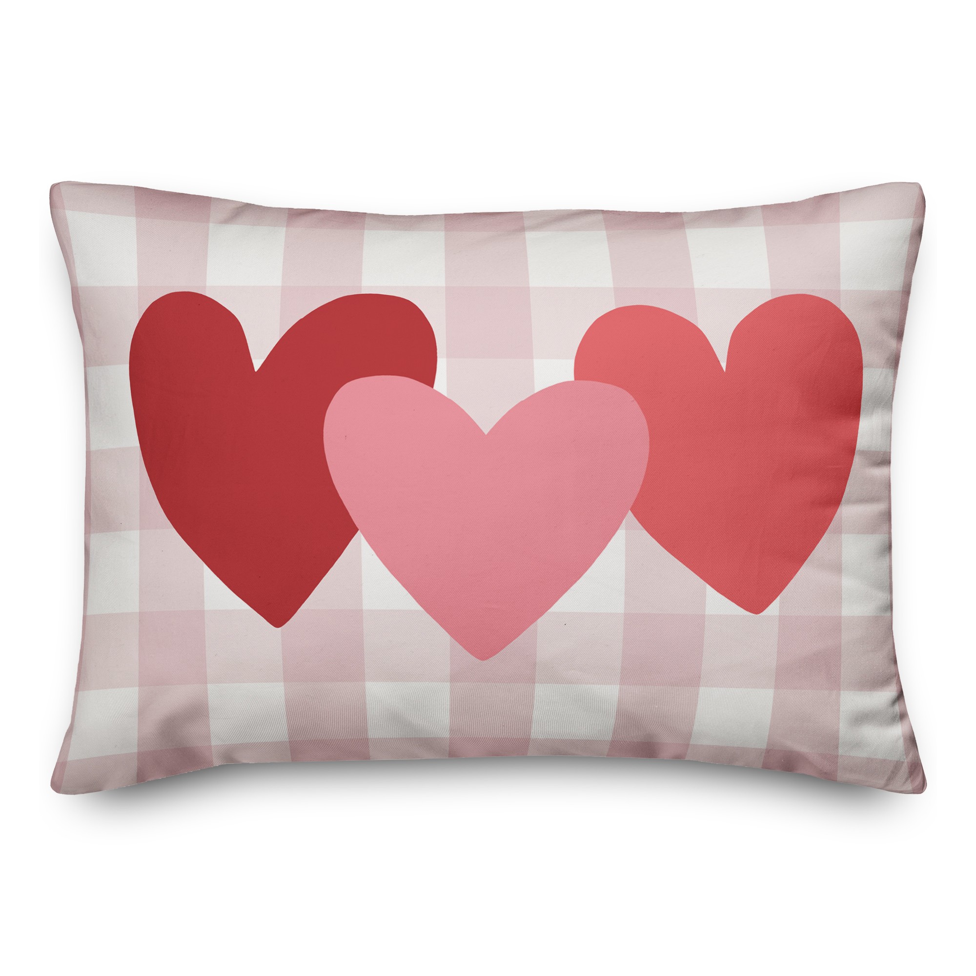 Triple Heart Buffalo Check 14x20 Spun Poly Pillow