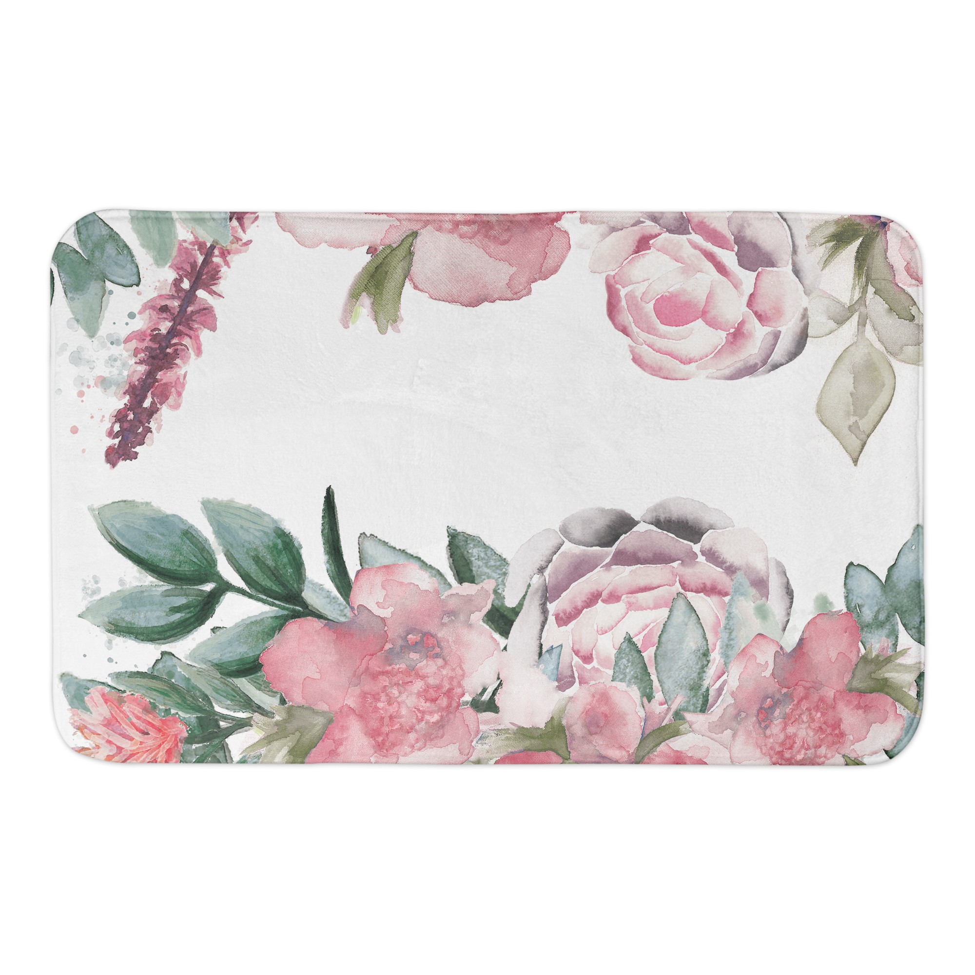 Watercolor Botanicals 34x21 Bath Mat