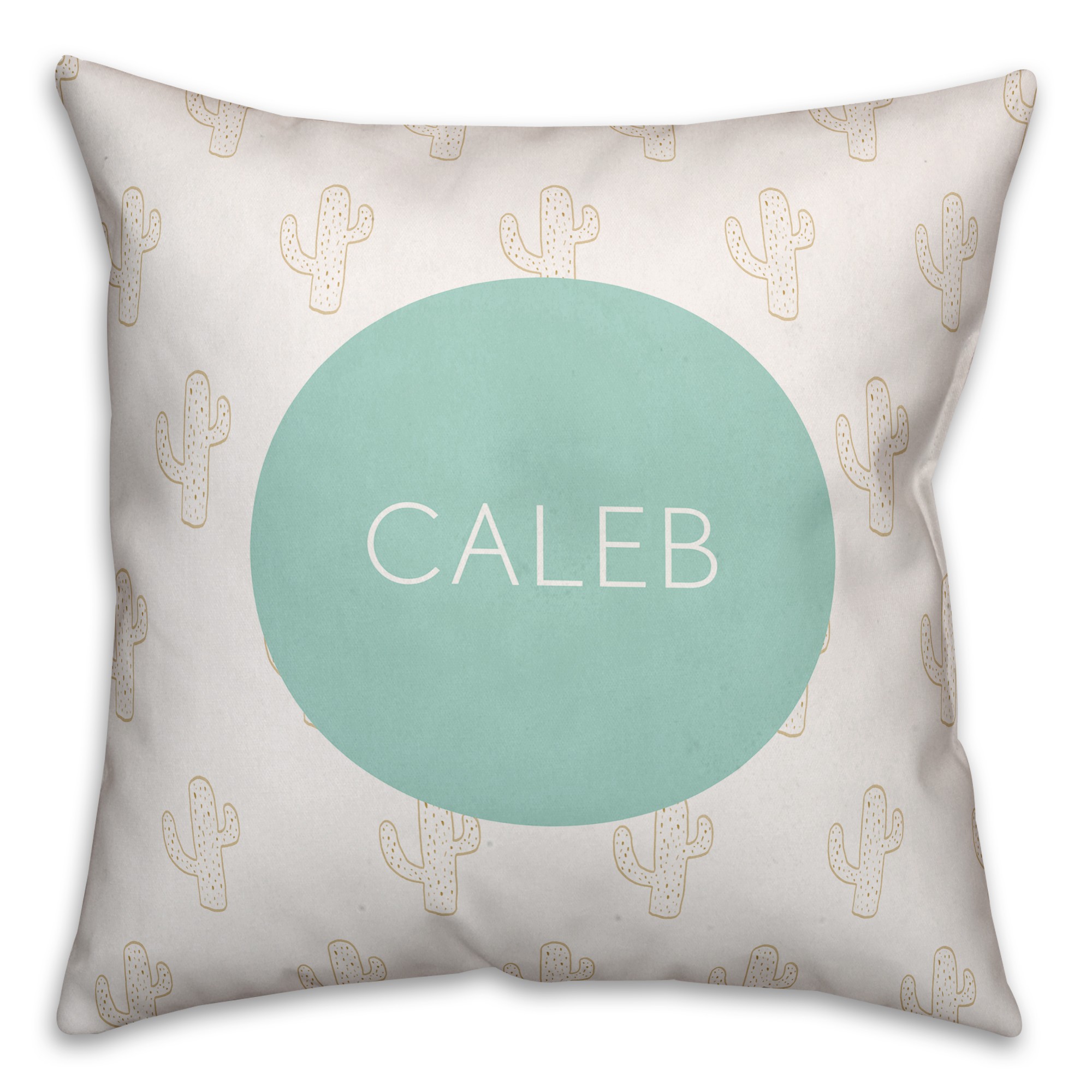 Orange Cactus Print 16x16 Personalized Spun Poly Pillow