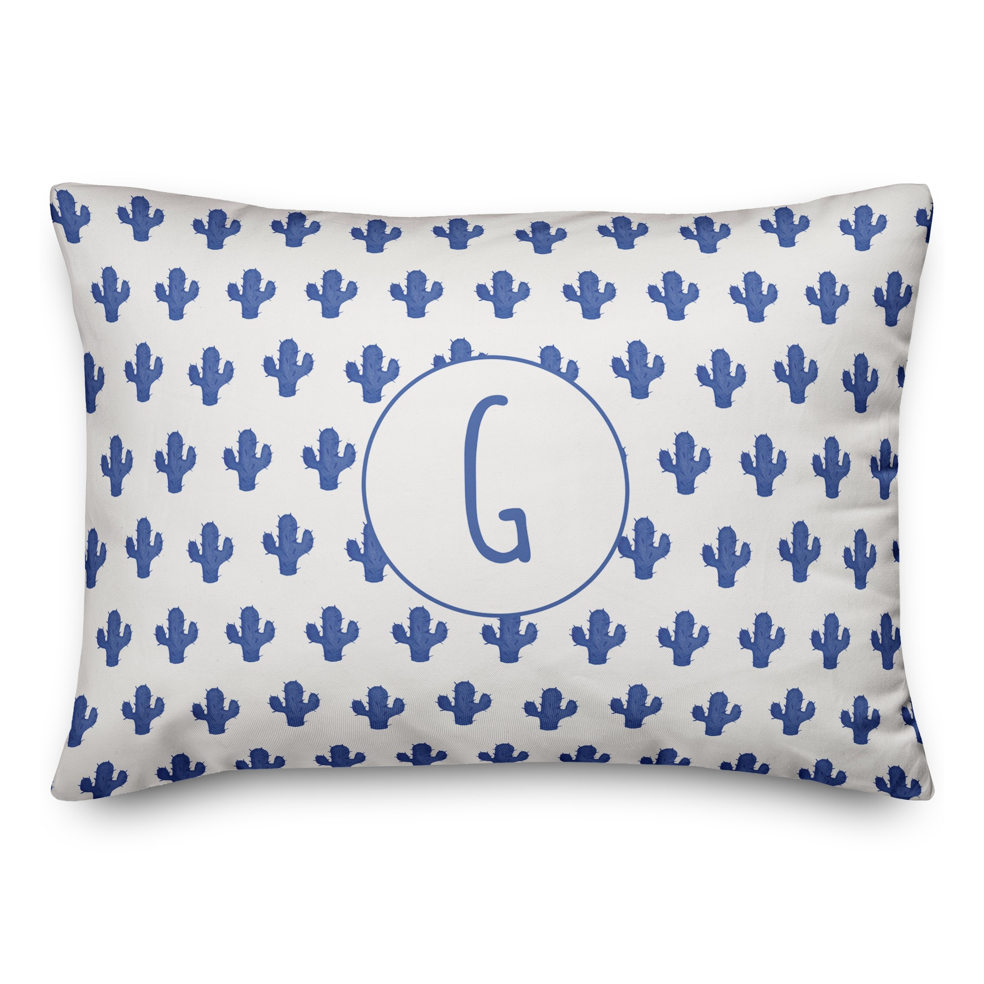 Blue Cactus Print 14x20 Personalized Spun Poly Pillow